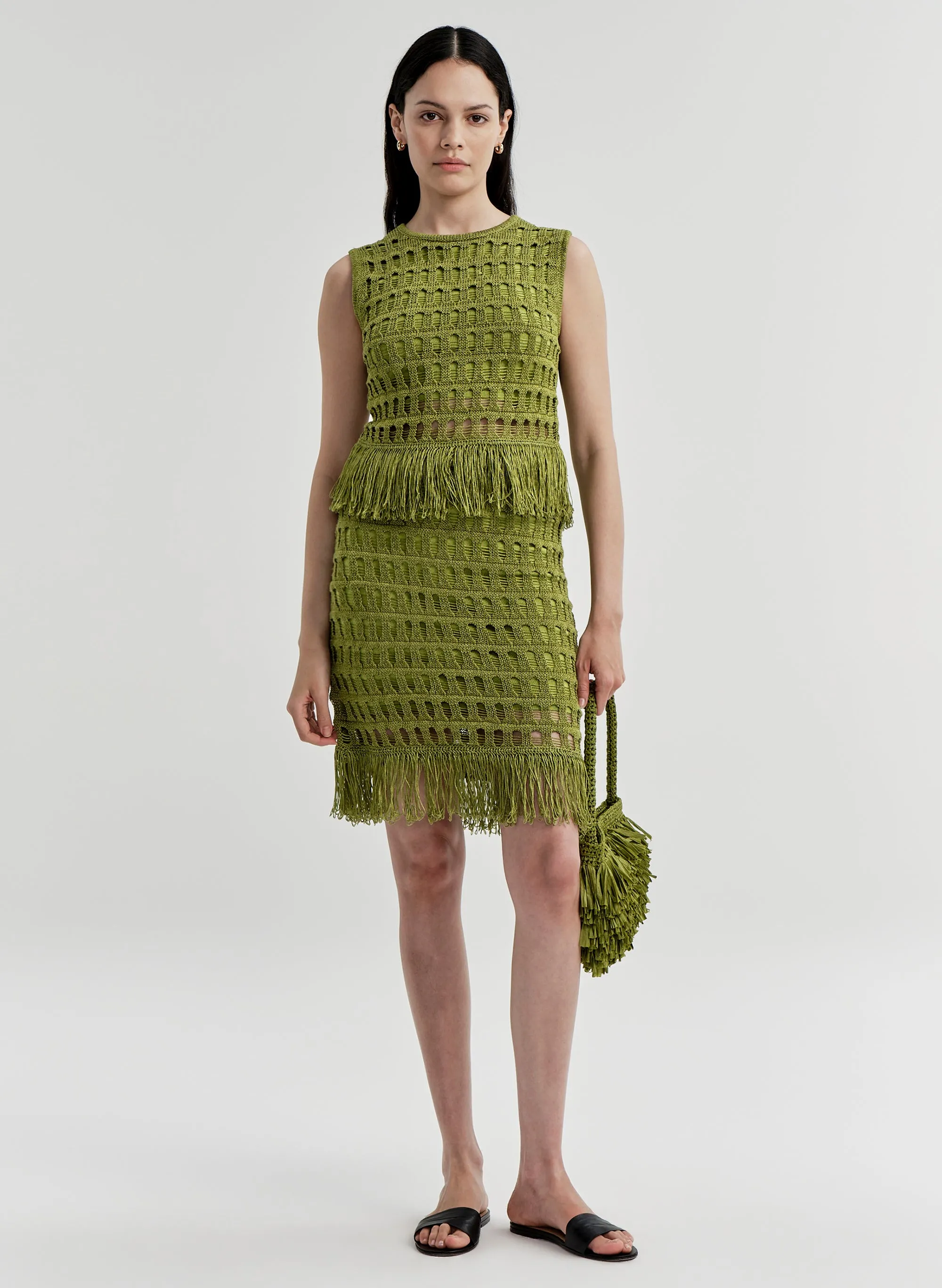 Tetá Crochet Fringe Mini Skirt sold by A.L.C.