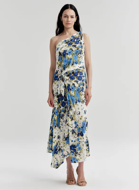Elliana Floral One Shoulder Midi Dress made by A.L.C.