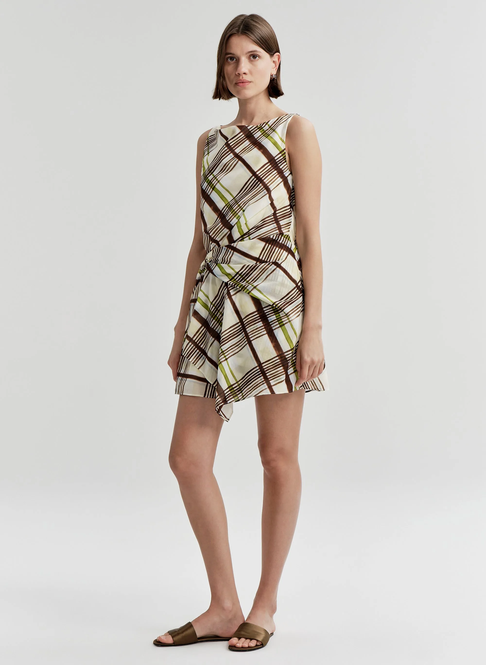 Dea Plaid Cotton Mini Dress sold by A.L.C. product image thumbnail 4
