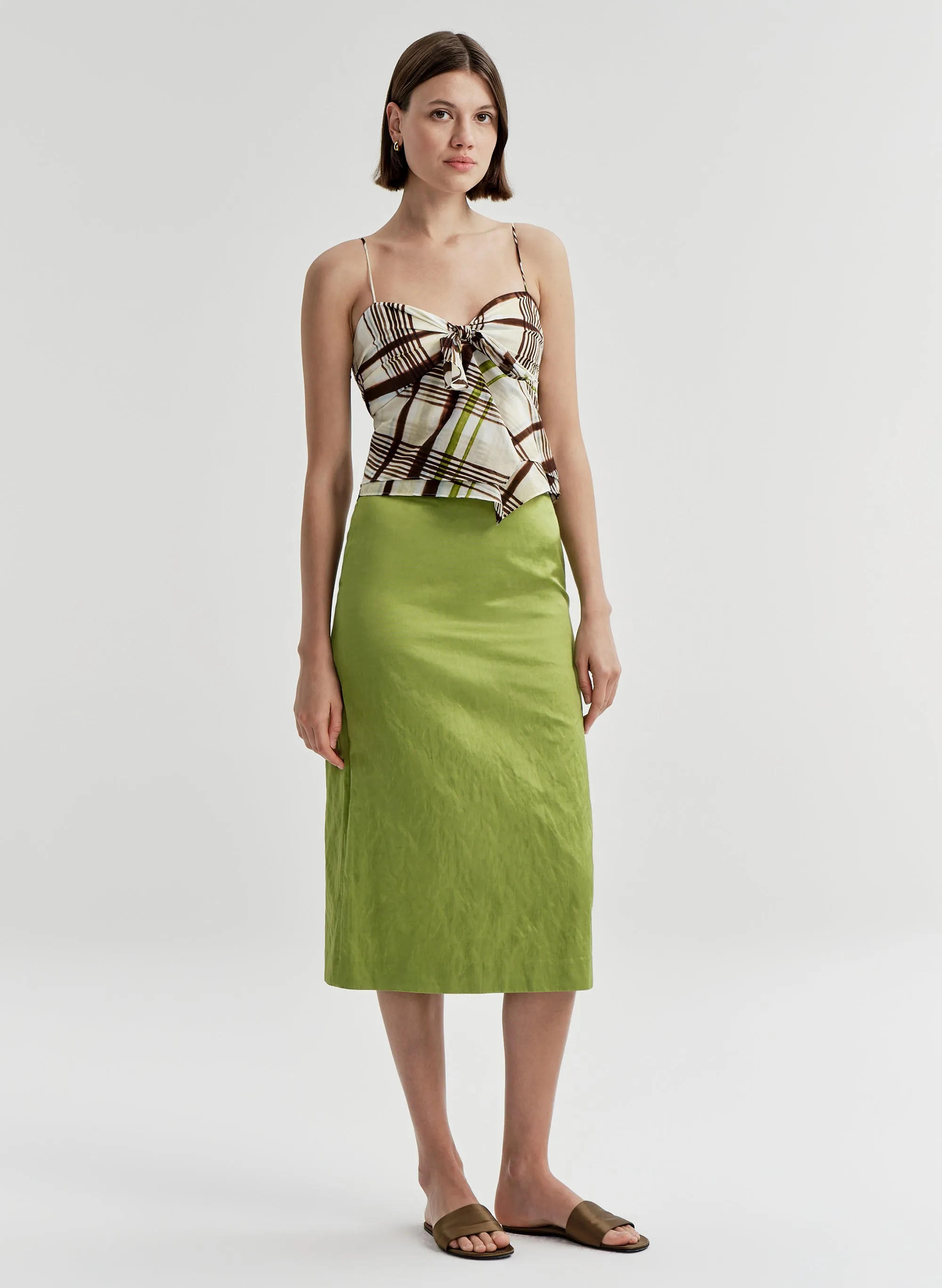 Hailey Plaid Cotton Tie Front Top sold by A.L.C. product image thumbnail 3