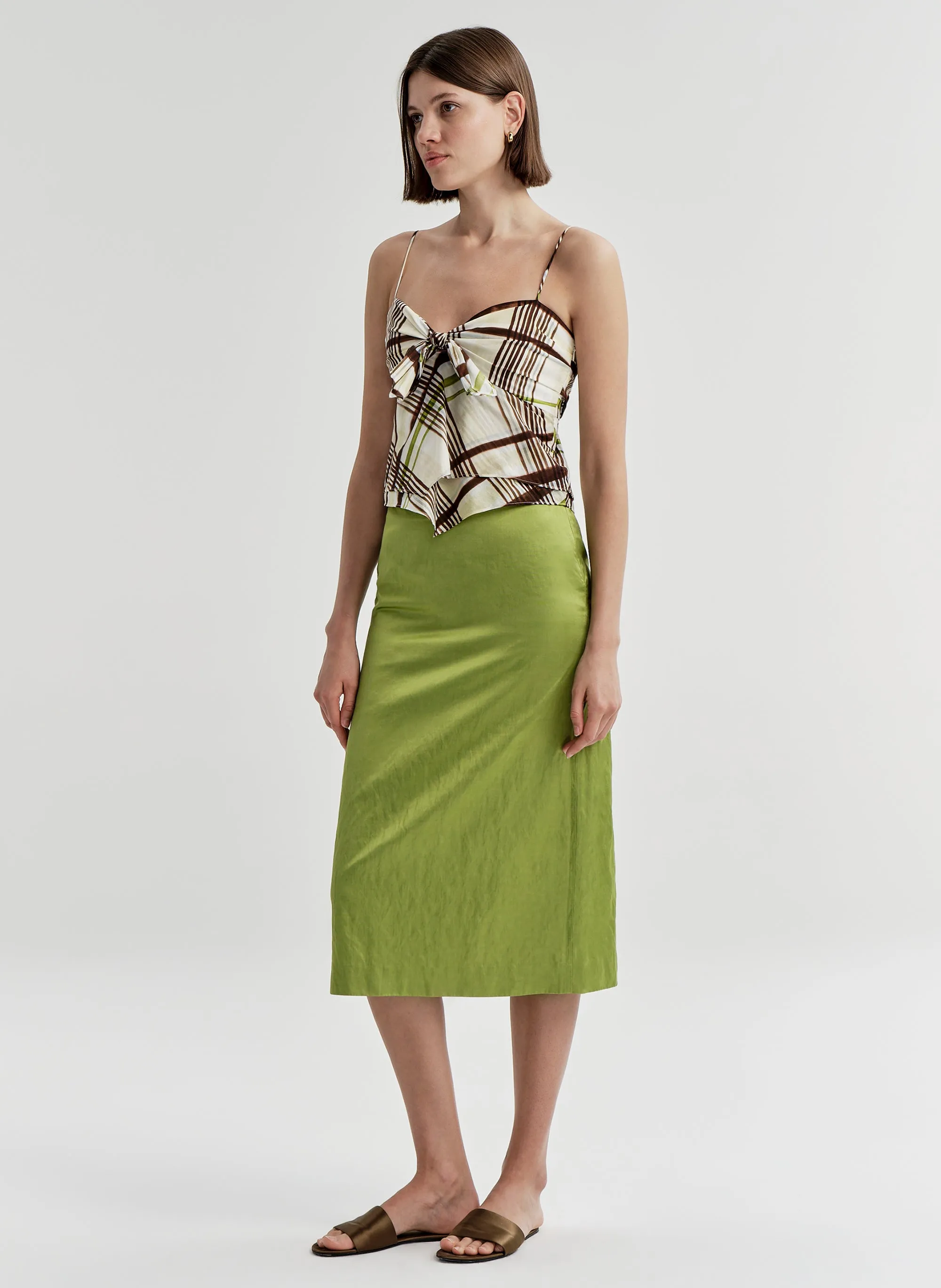 Hailey Plaid Cotton Tie Front Top sold by A.L.C. product image thumbnail 4