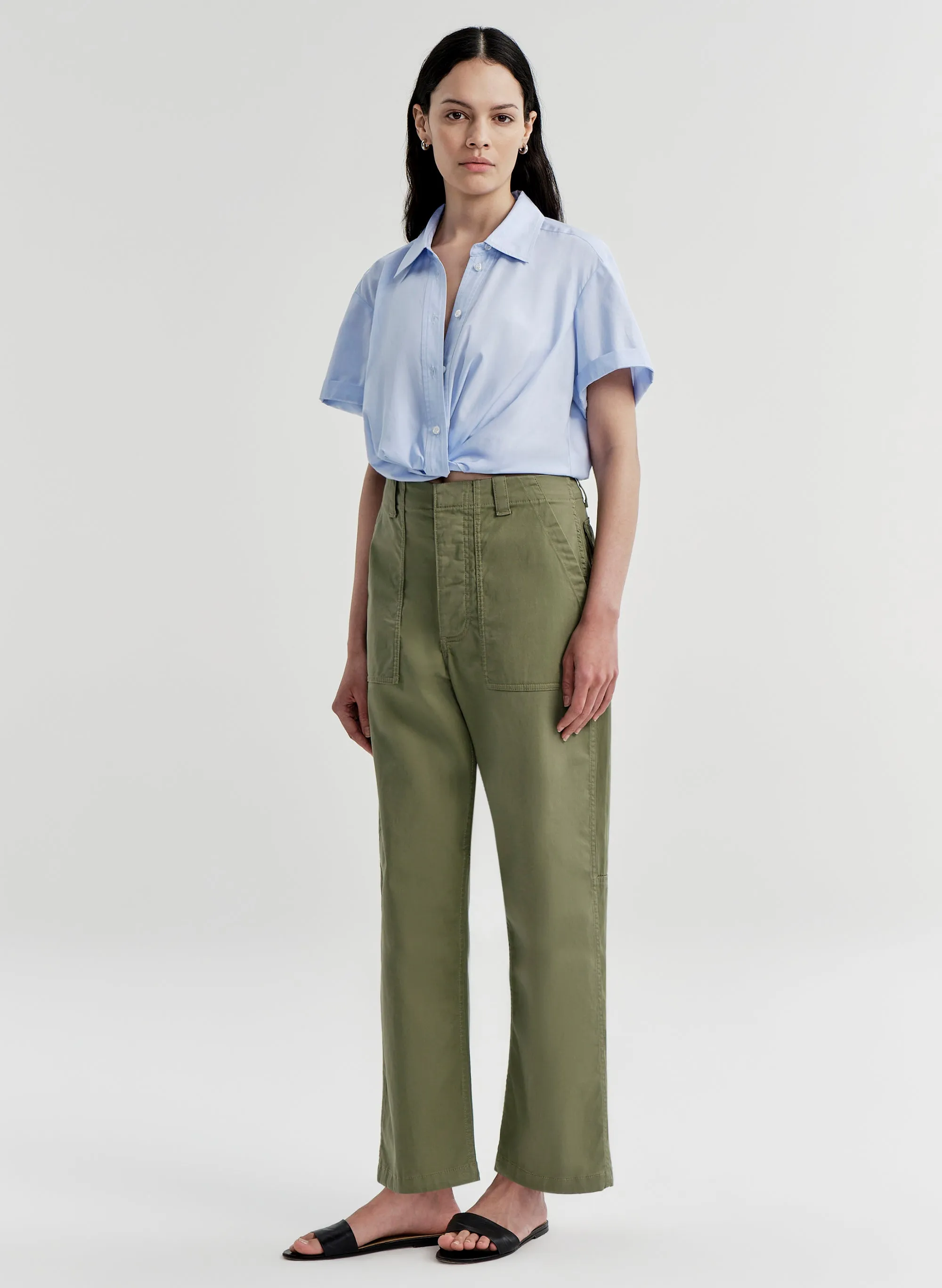 Lily Short Sleeve Cropped Cotton Shirt sold by A.L.C. product image thumbnail 4