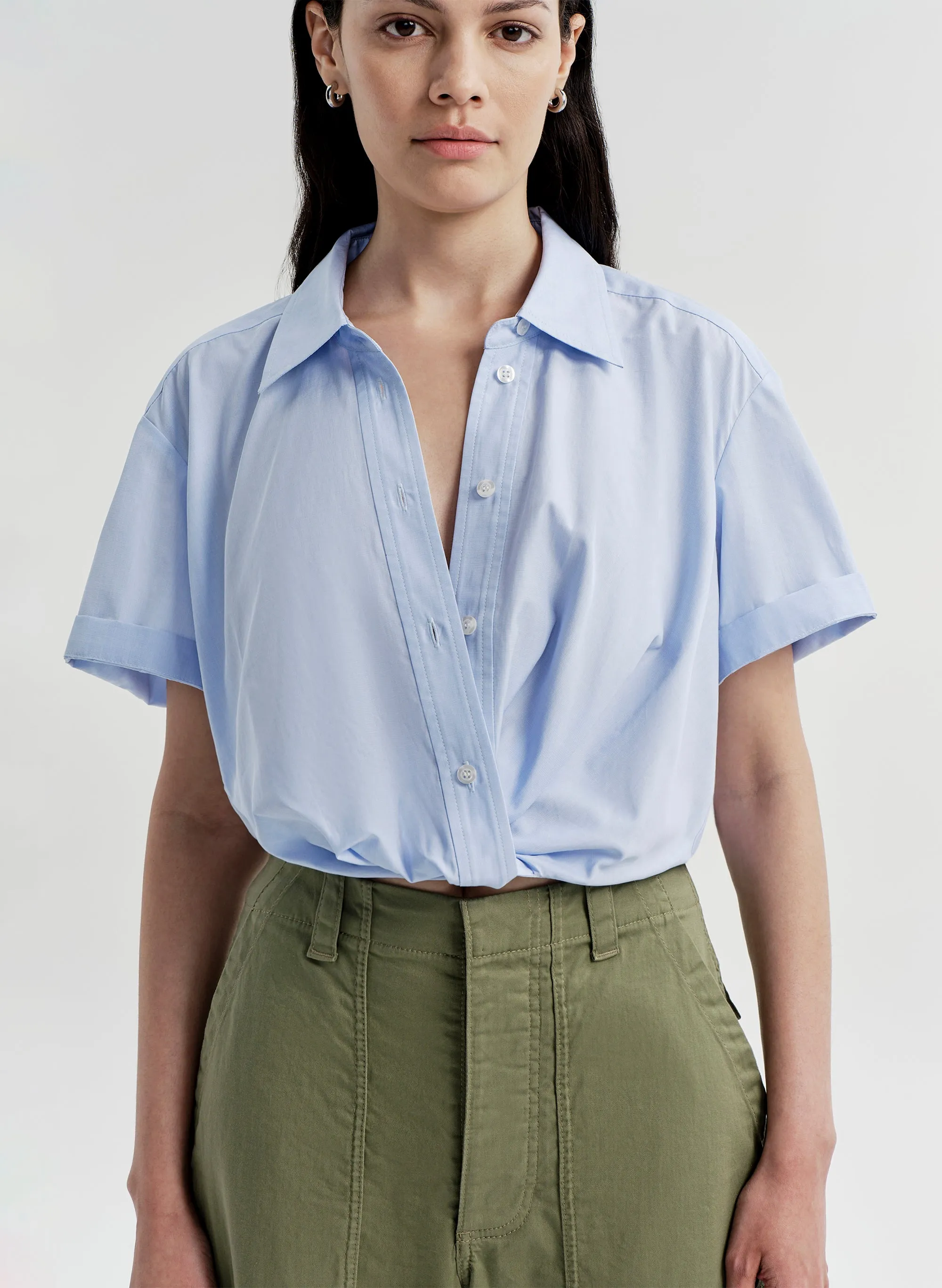 Lily Short Sleeve Cropped Cotton Shirt sold by A.L.C. product image thumbnail 2
