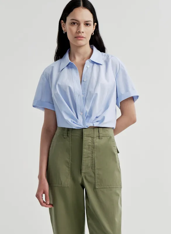 Lily Short Sleeve Cropped Cotton Shirt made by A.L.C.