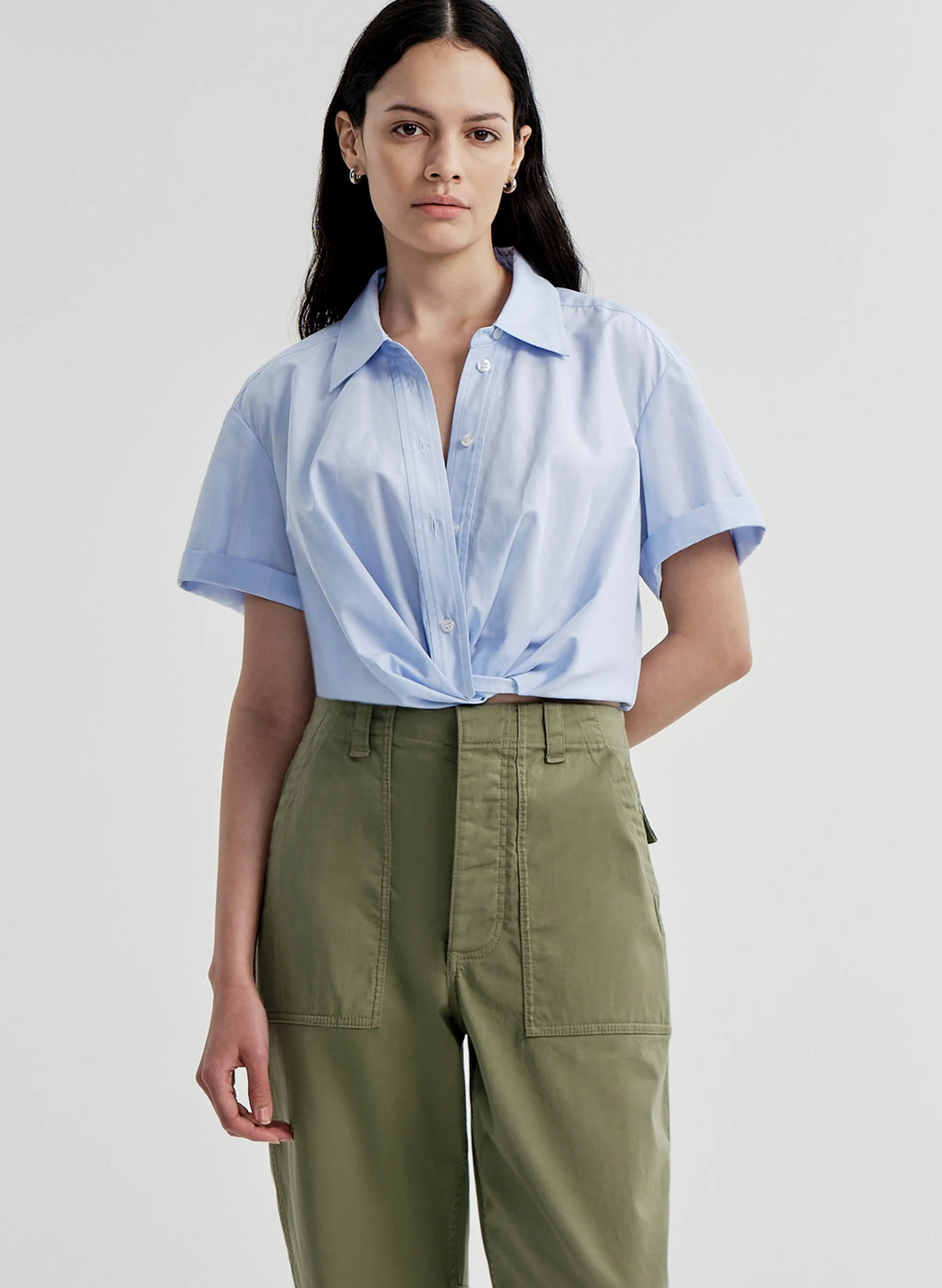 Lily Short Sleeve Cropped Cotton Shirt sold by A.L.C.