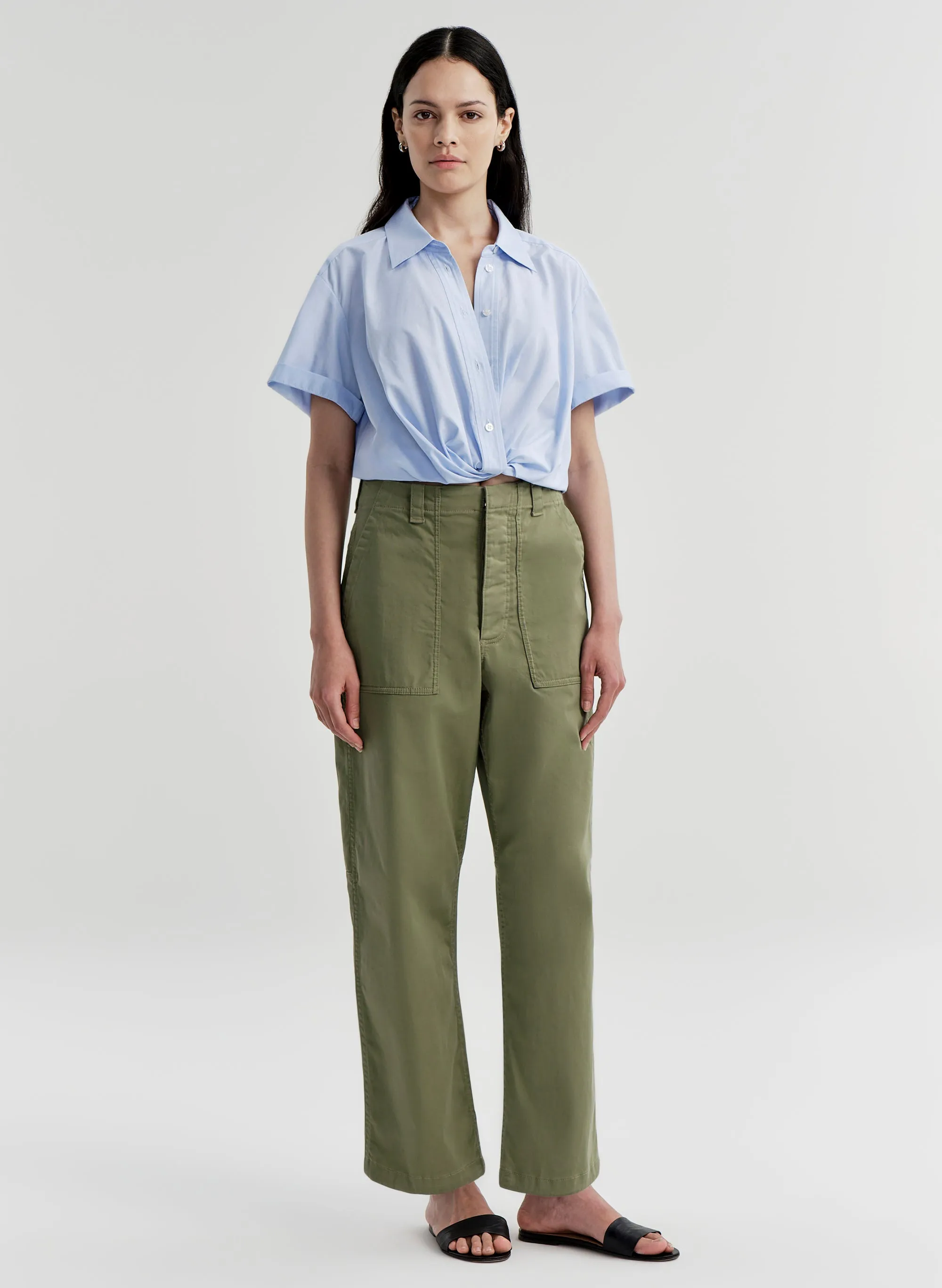 Lily Short Sleeve Cropped Cotton Shirt sold by A.L.C. product image thumbnail 3