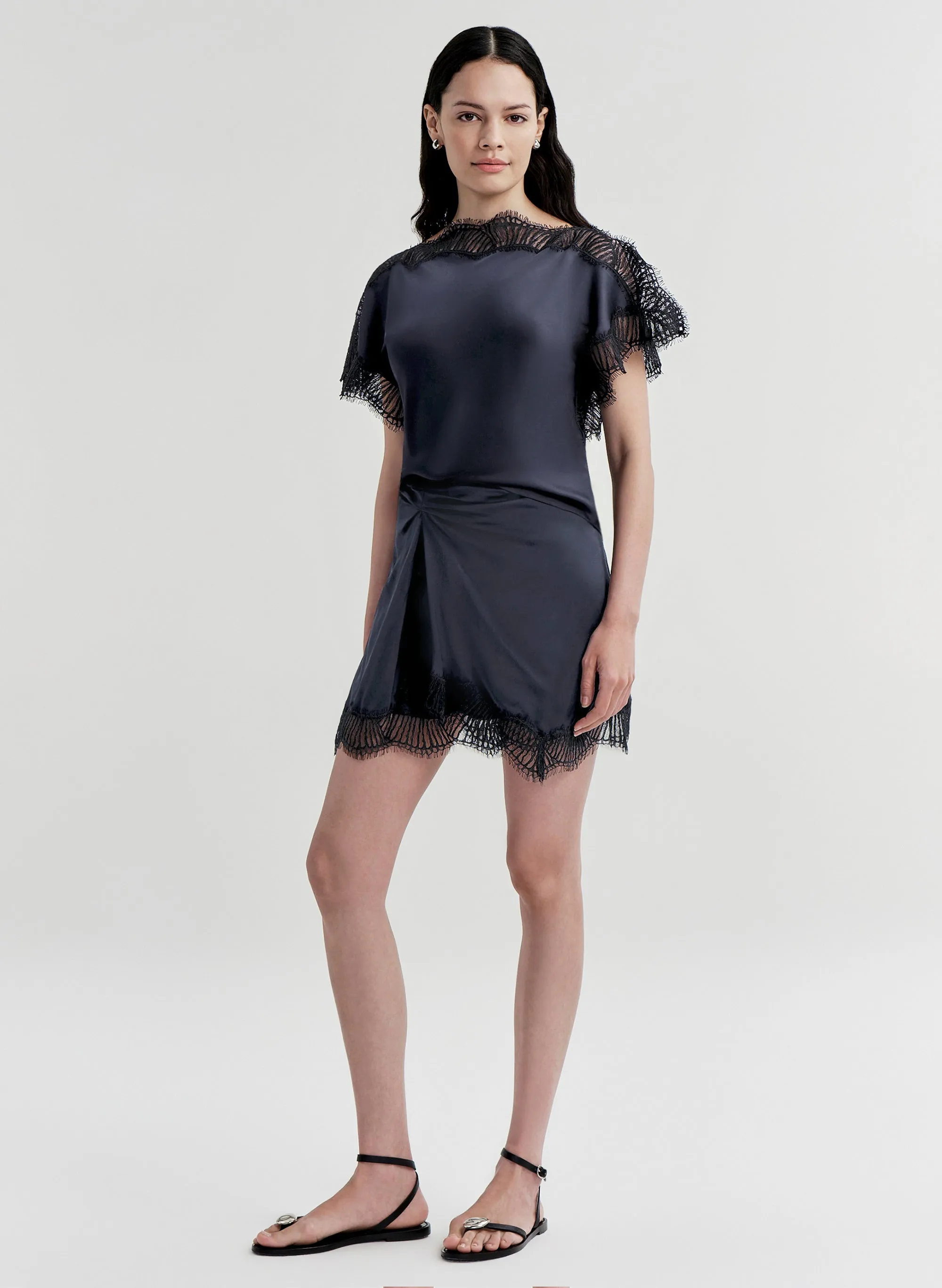 Dion Satin and Lace Mini Skirt sold by A.L.C. product image thumbnail 4