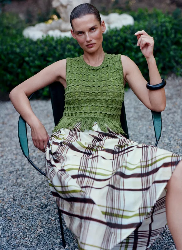 Jean Plaid Cotton Midi Skirt made by A.L.C.