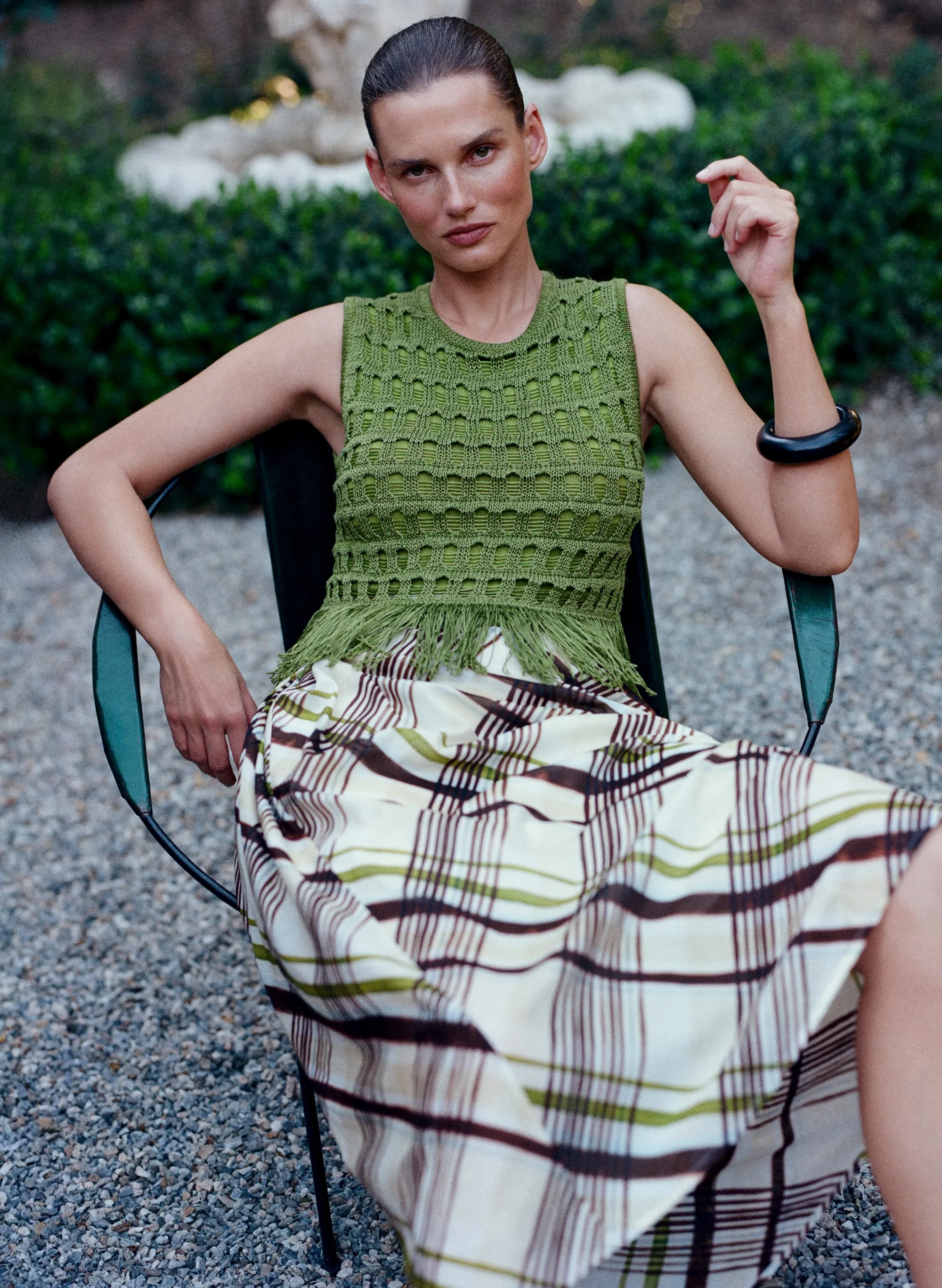 Jean Plaid Cotton Midi Skirt sold by A.L.C.