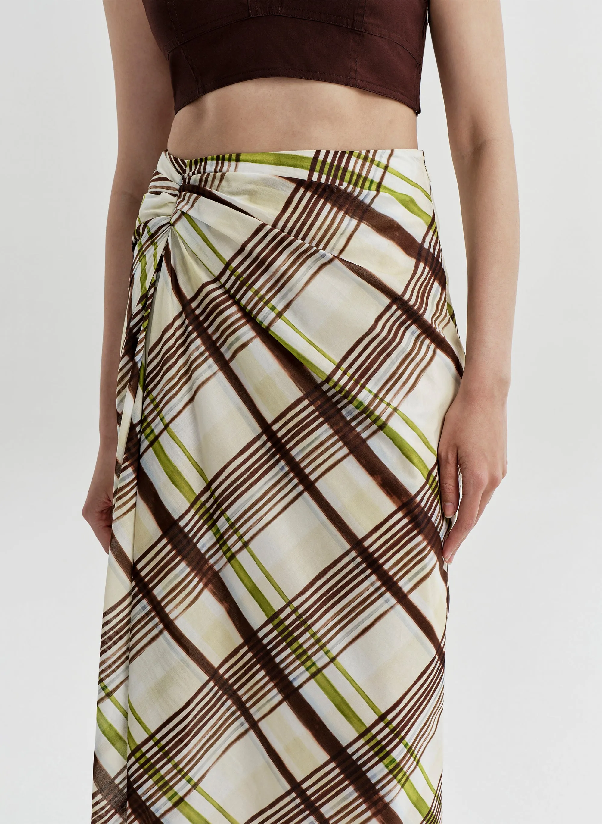 Jean Plaid Cotton Midi Skirt sold by A.L.C. product image thumbnail 3