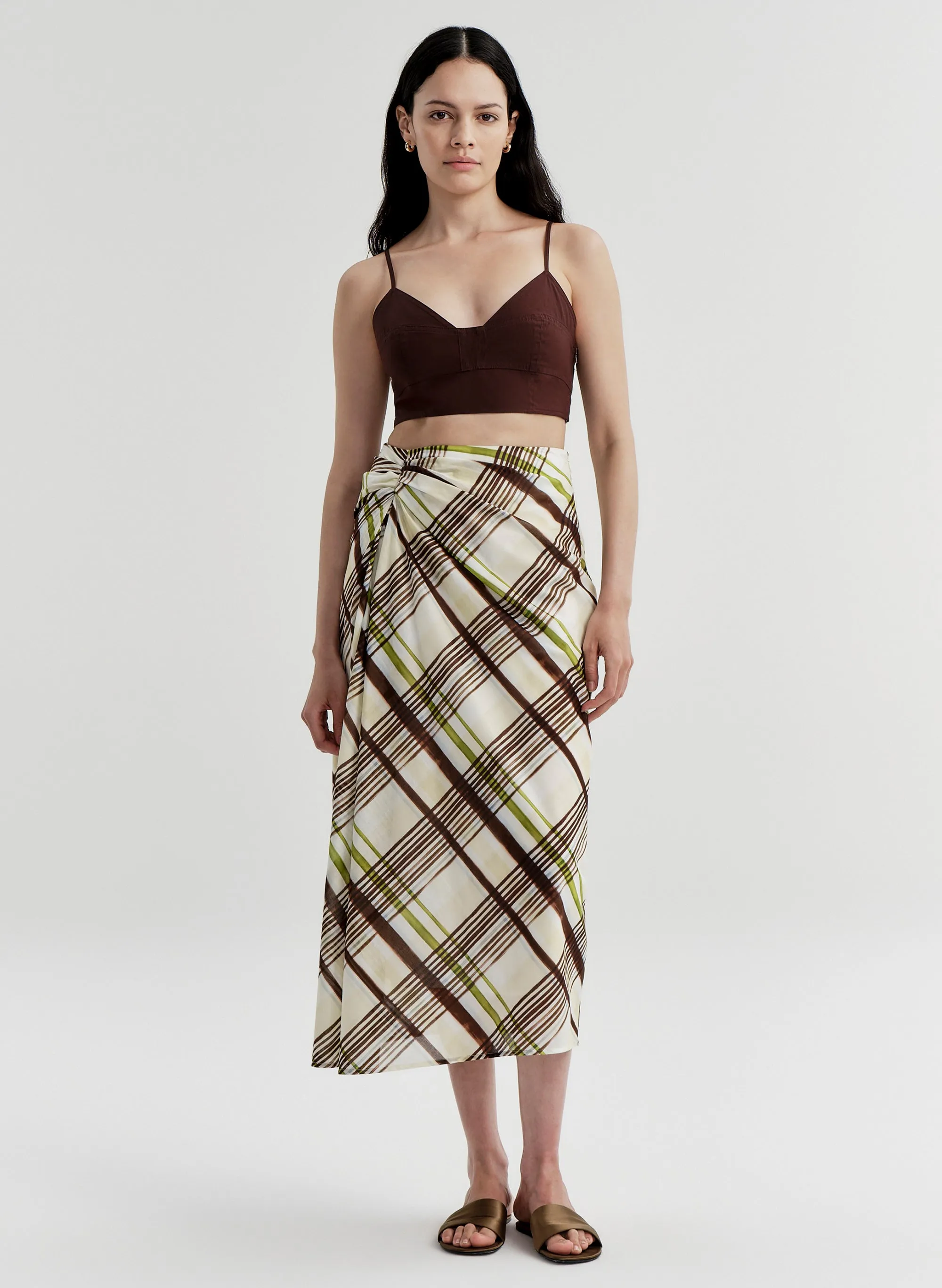 Jean Plaid Cotton Midi Skirt sold by A.L.C. product image thumbnail 2