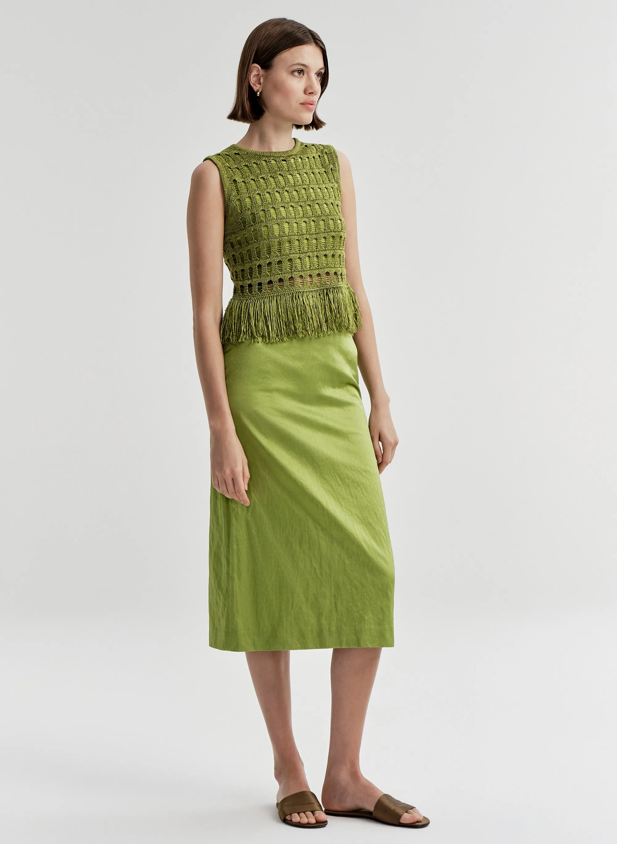 Phoebe Satin Midi Skirt sold by A.L.C. product image thumbnail 3