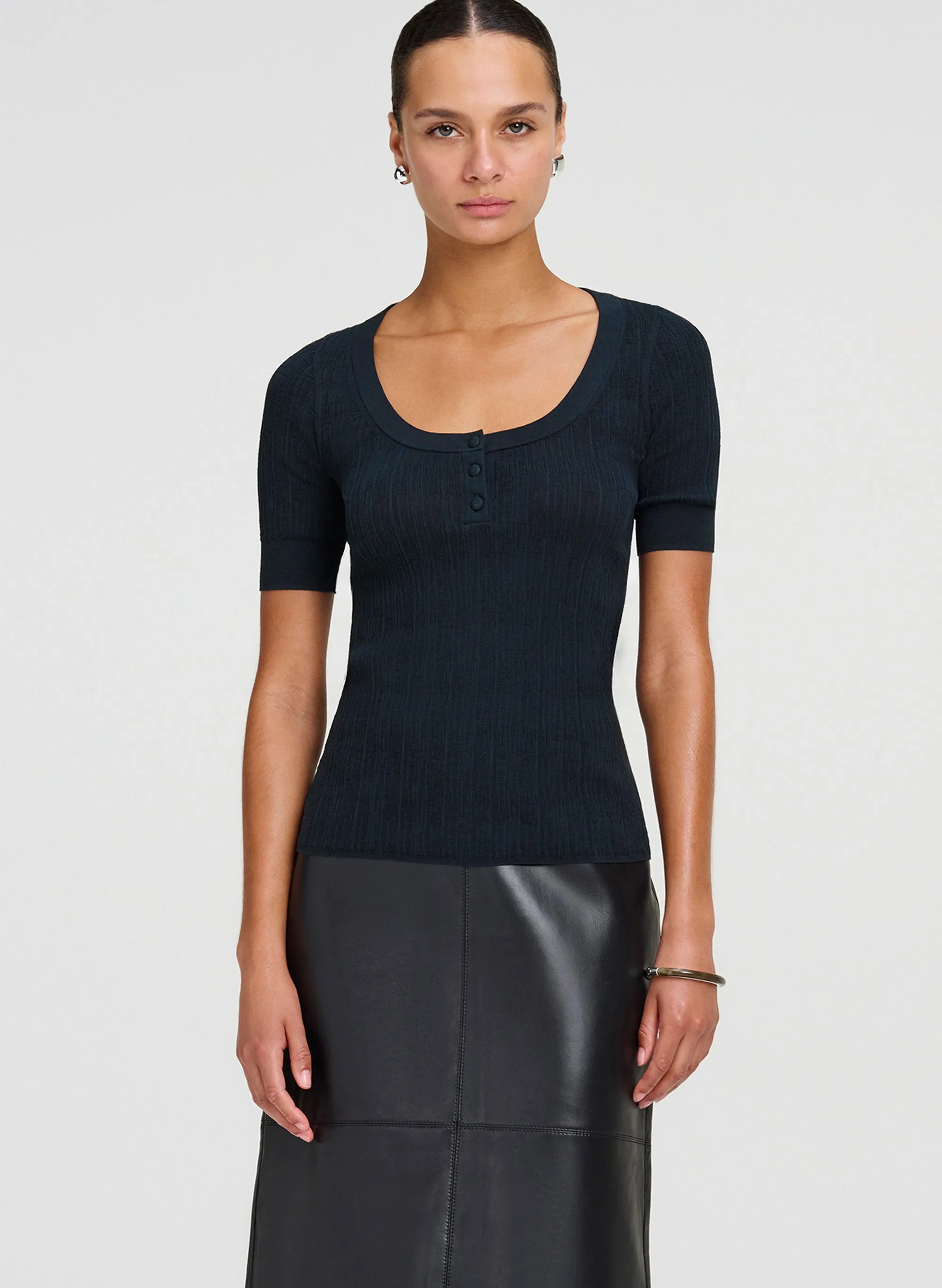 Alette Fine Cotton Knit Top sold by A.L.C.