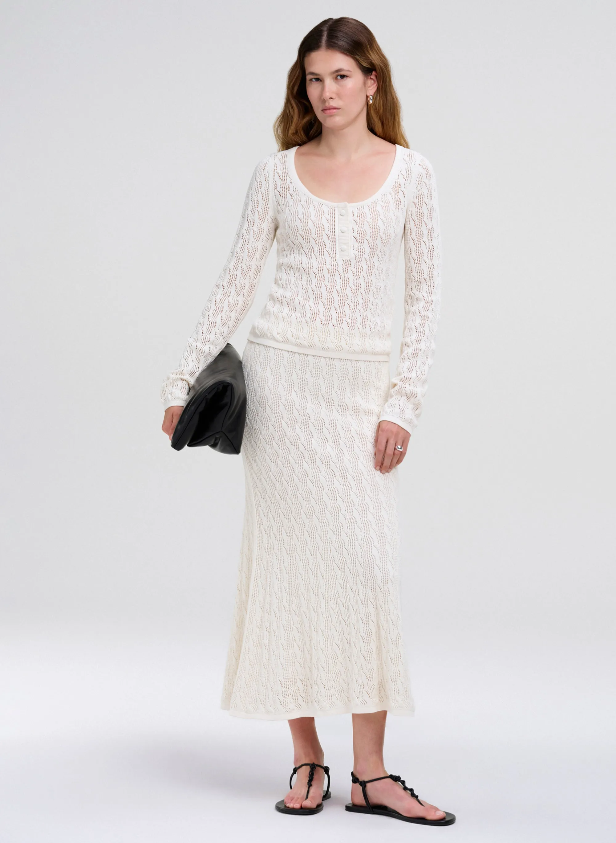 Cynthia Silk Cotton Knit Midi Skirt sold by A.L.C.