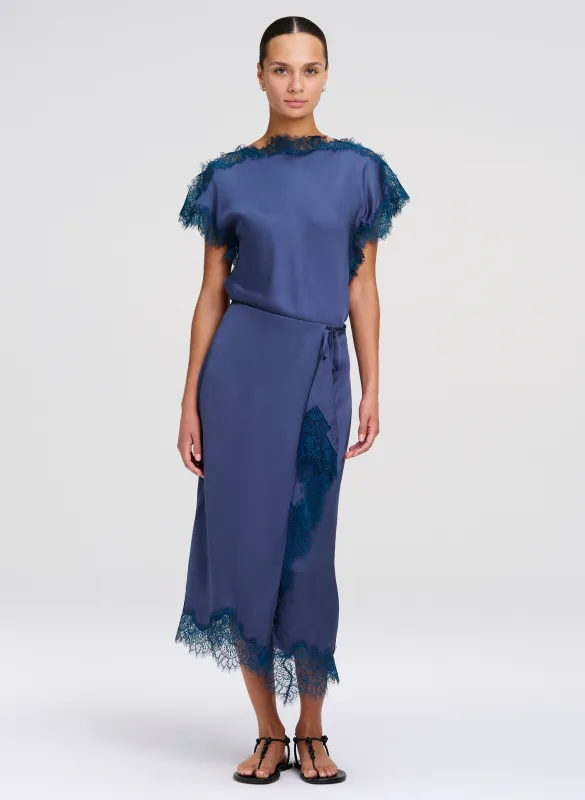 Bree Satin and Lace Midi Skirt made by A.L.C.
