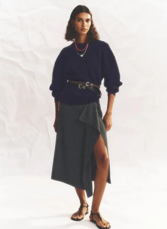 Seraphina Stretch Linen Midi Skirt made by A.L.C.