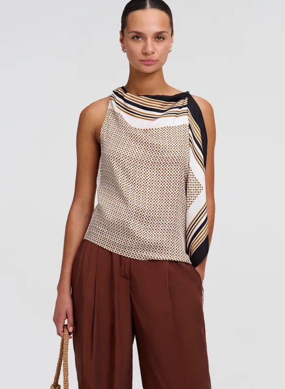 Kit Scarf Print Asymmetric Top made by A.L.C.