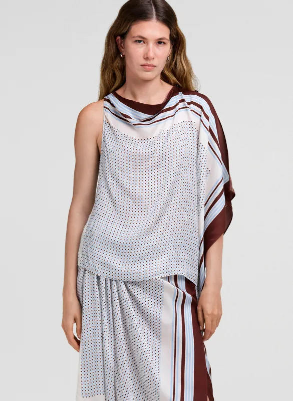 Kit Scarf Print Asymmetric Top made by A.L.C.
