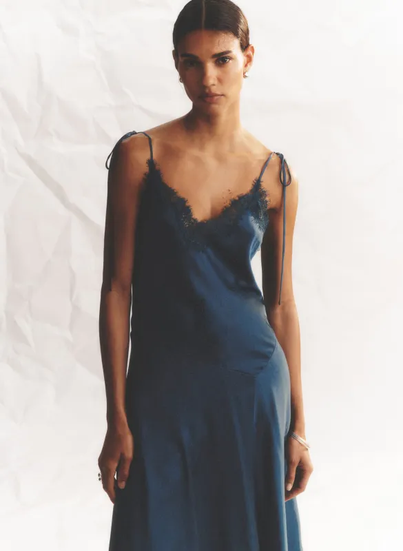 Aleena Satin and Lace Midi Dress made by A.L.C.