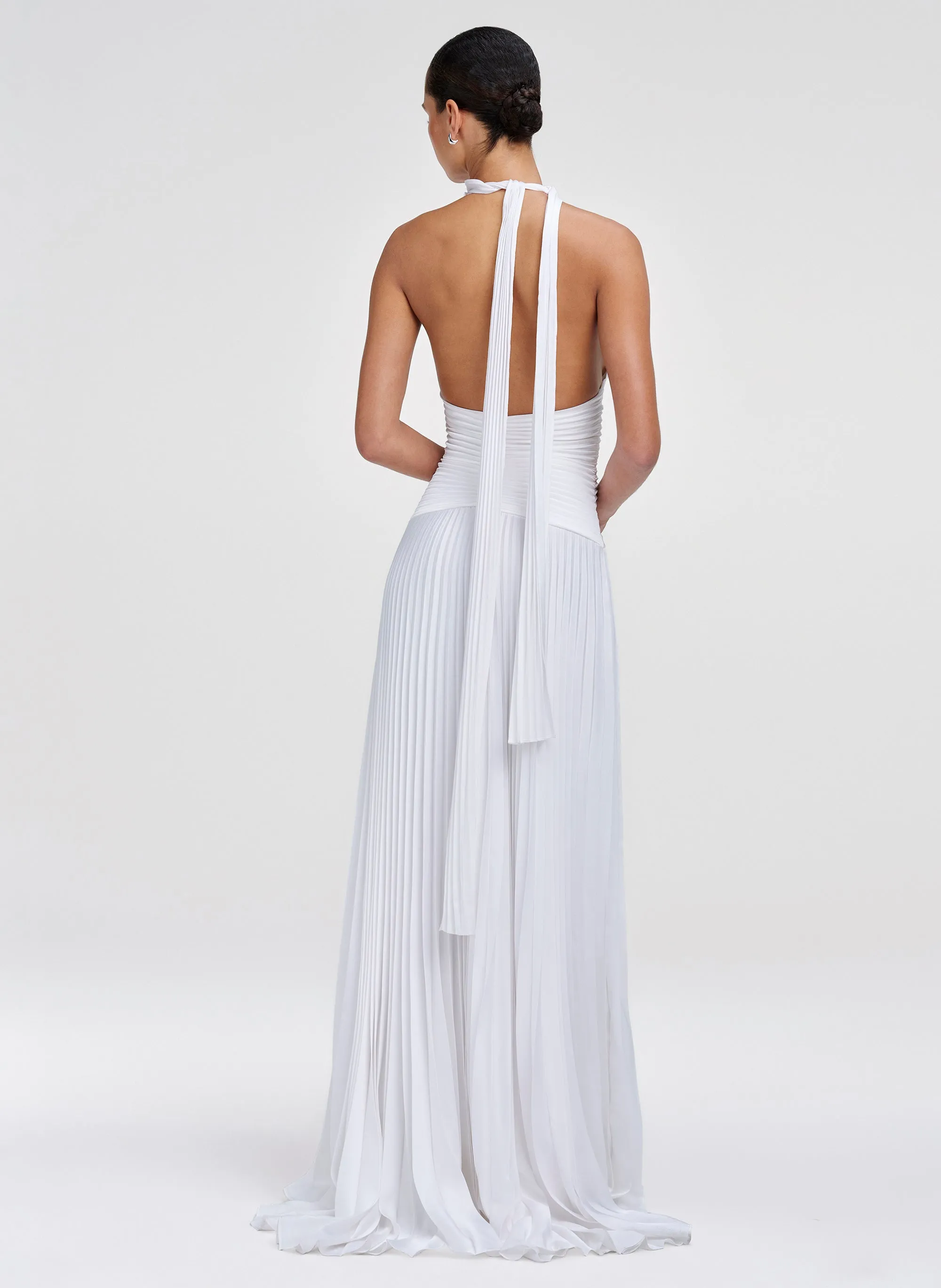 Sabine Scarf Tie Satin Pleated Gown sold by A.L.C. product image thumbnail 4