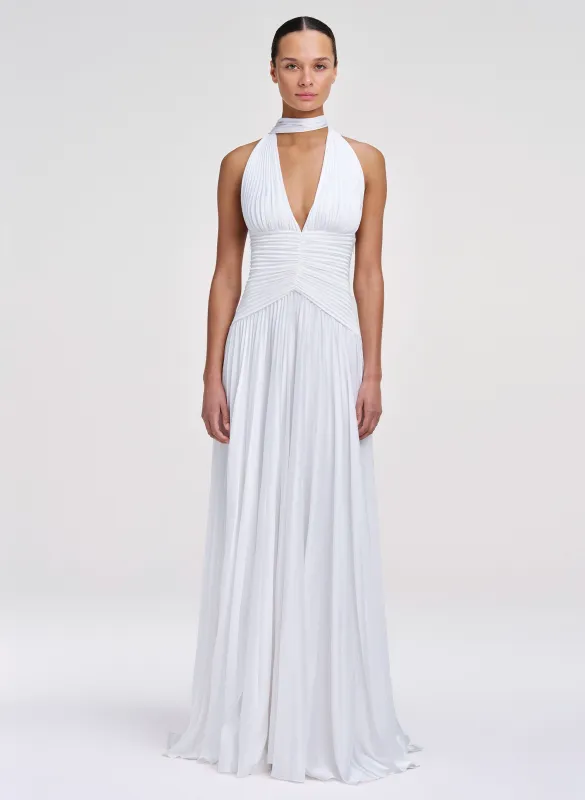 Sabine Scarf Tie Satin Pleated Gown made by A.L.C.