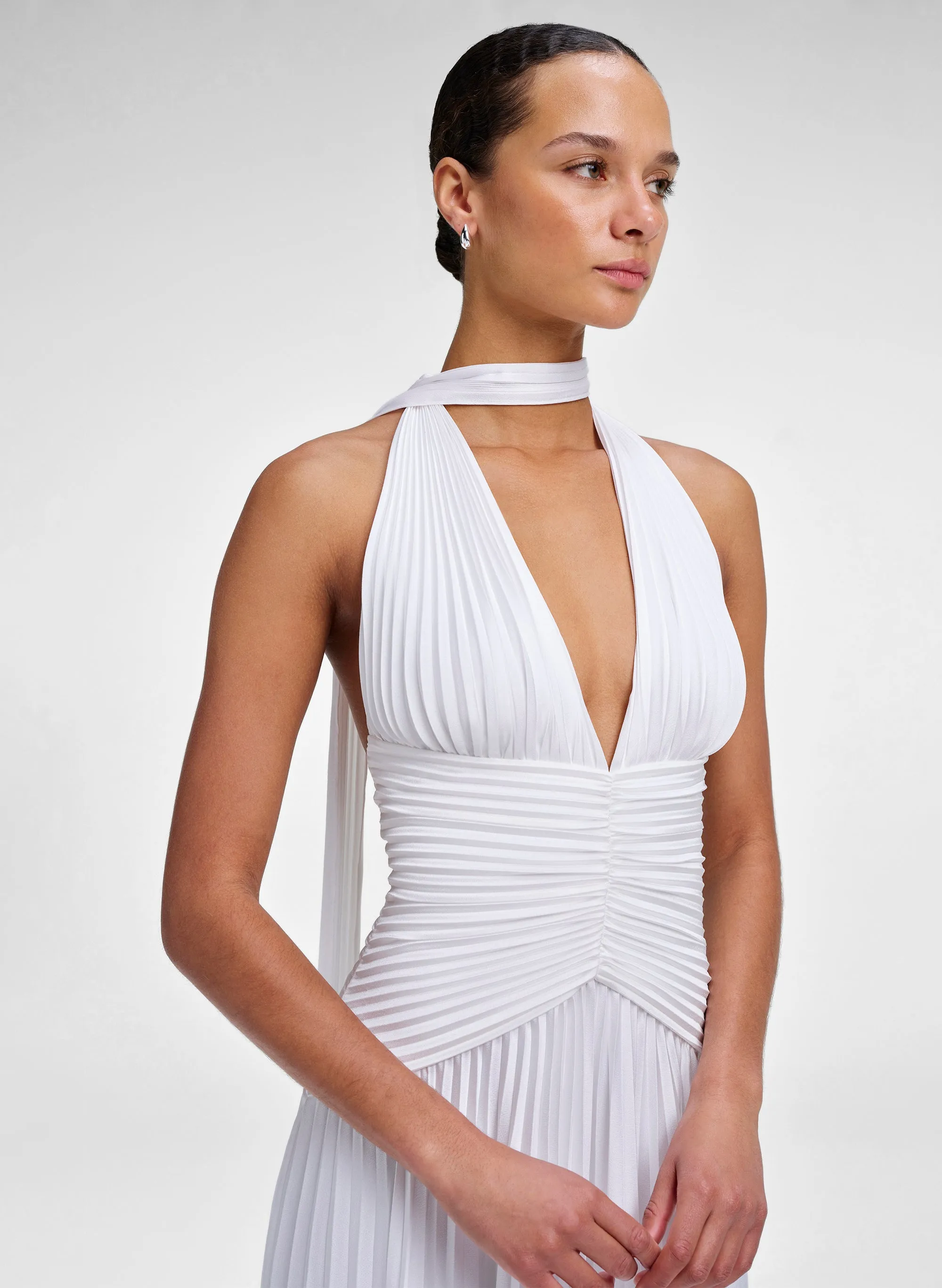 Sabine Scarf Tie Satin Pleated Gown sold by A.L.C. product image thumbnail 2