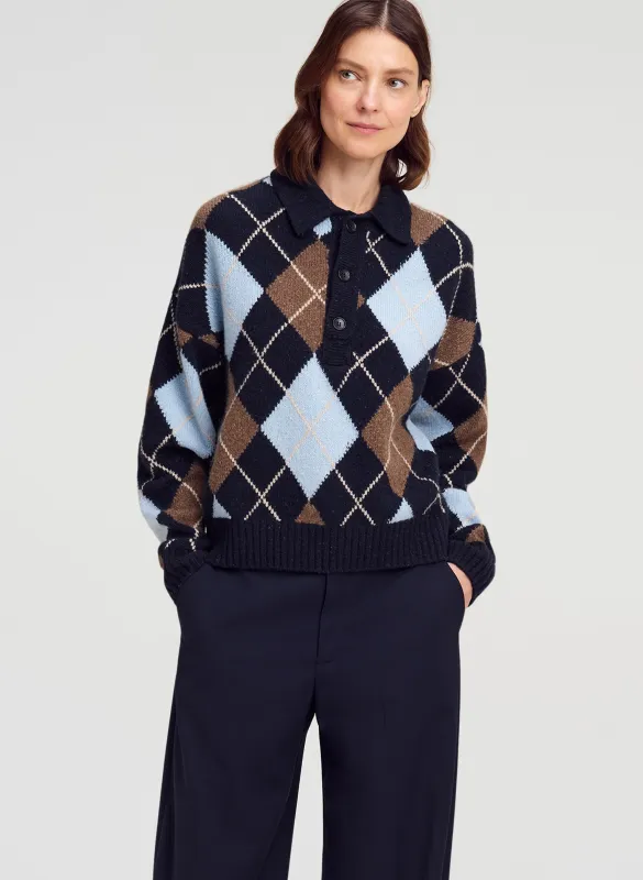 Lennon Argyle Polo Sweater made by A.L.C.