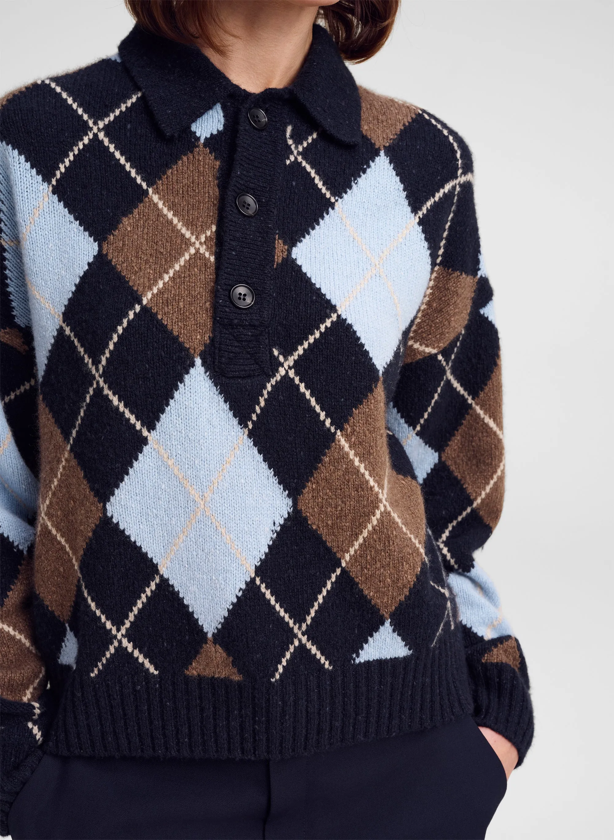 Lennon Argyle Polo Sweater sold by A.L.C. product image thumbnail 2
