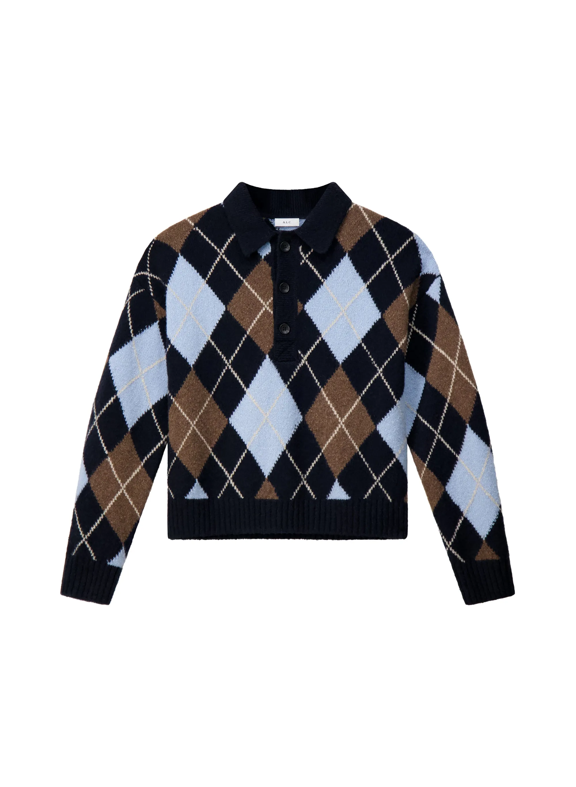 Lennon Argyle Polo Sweater sold by A.L.C. product image thumbnail 5