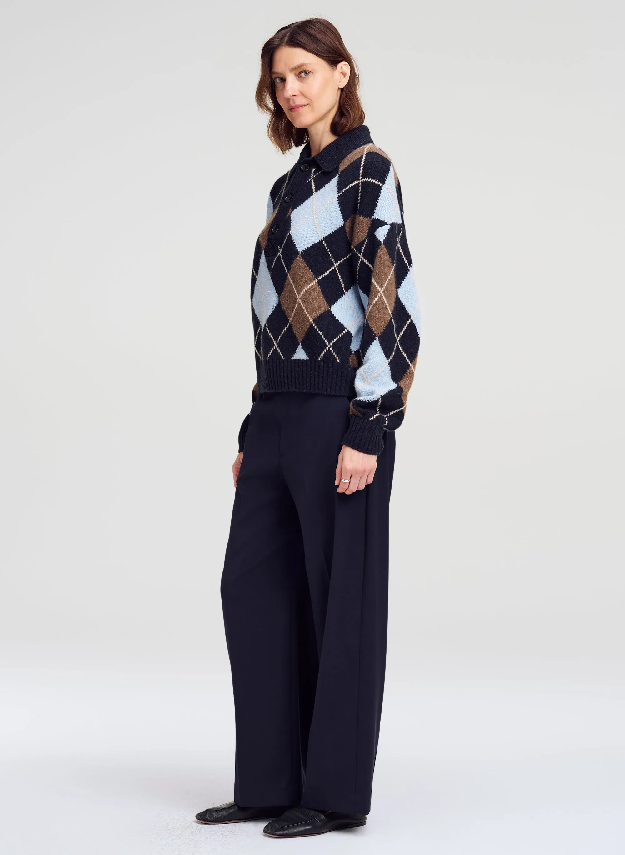 Lennon Argyle Polo Sweater sold by A.L.C. product image thumbnail 3