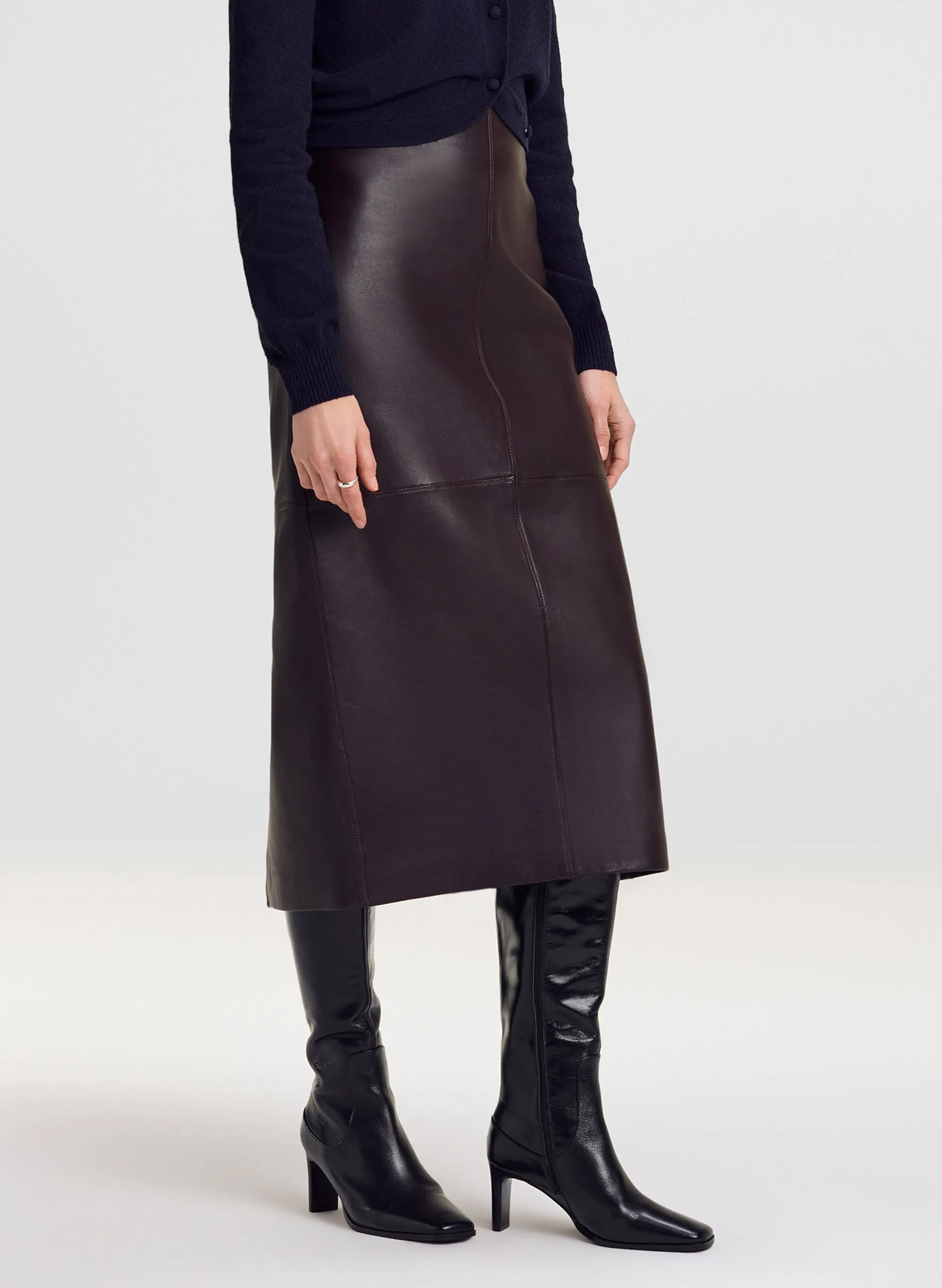 Marta Leather Midi Skirt sold by A.L.C. product image thumbnail 4
