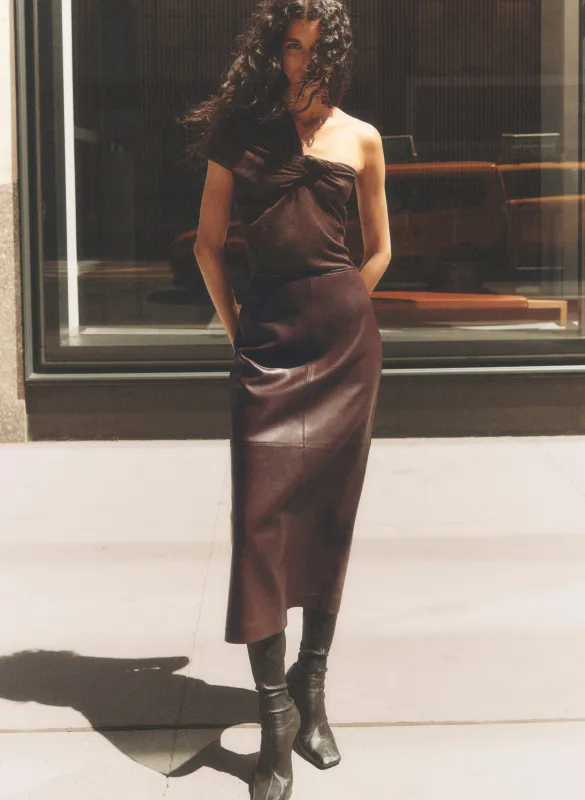 Marta Leather Midi Skirt made by A.L.C.