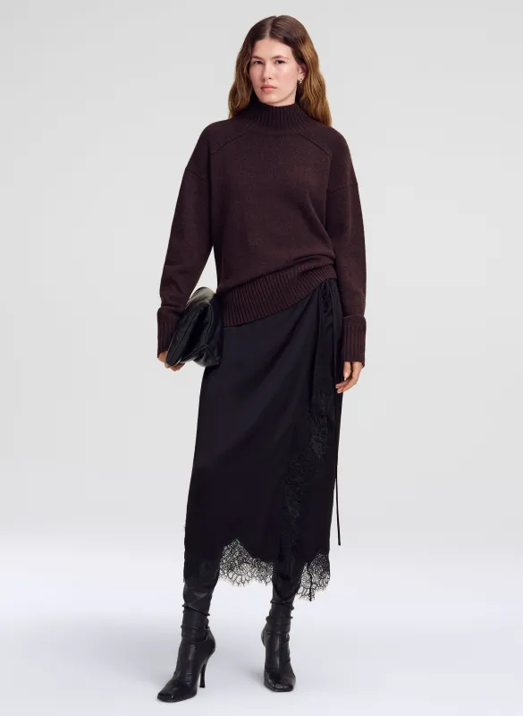 Bree Satin and Lace Midi Skirt made by A.L.C.