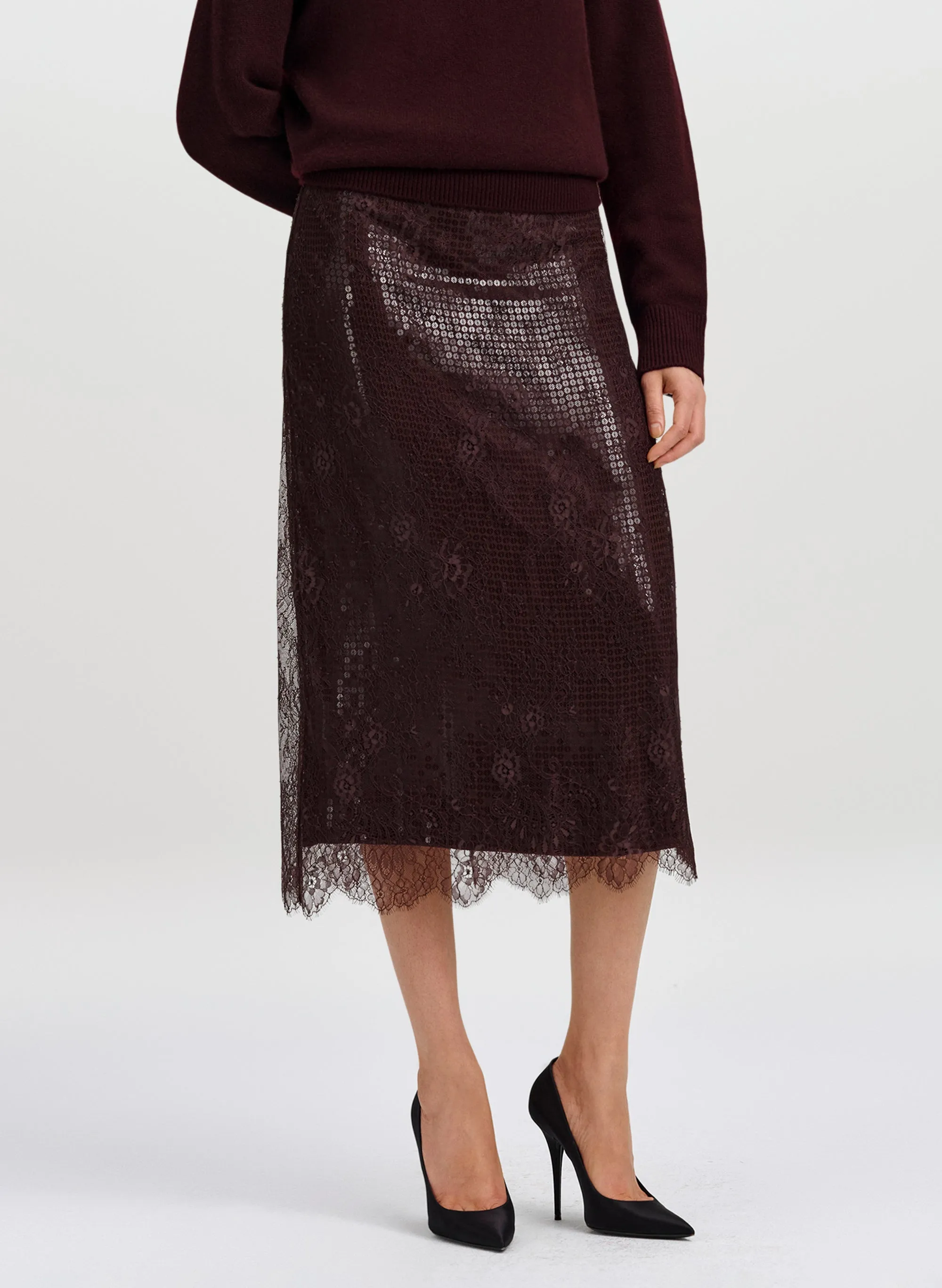 Ava Sequin and Lace Midi Skirt sold by A.L.C. product image thumbnail 3
