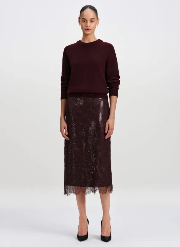Ava Sequin and Lace Midi Skirt made by A.L.C.