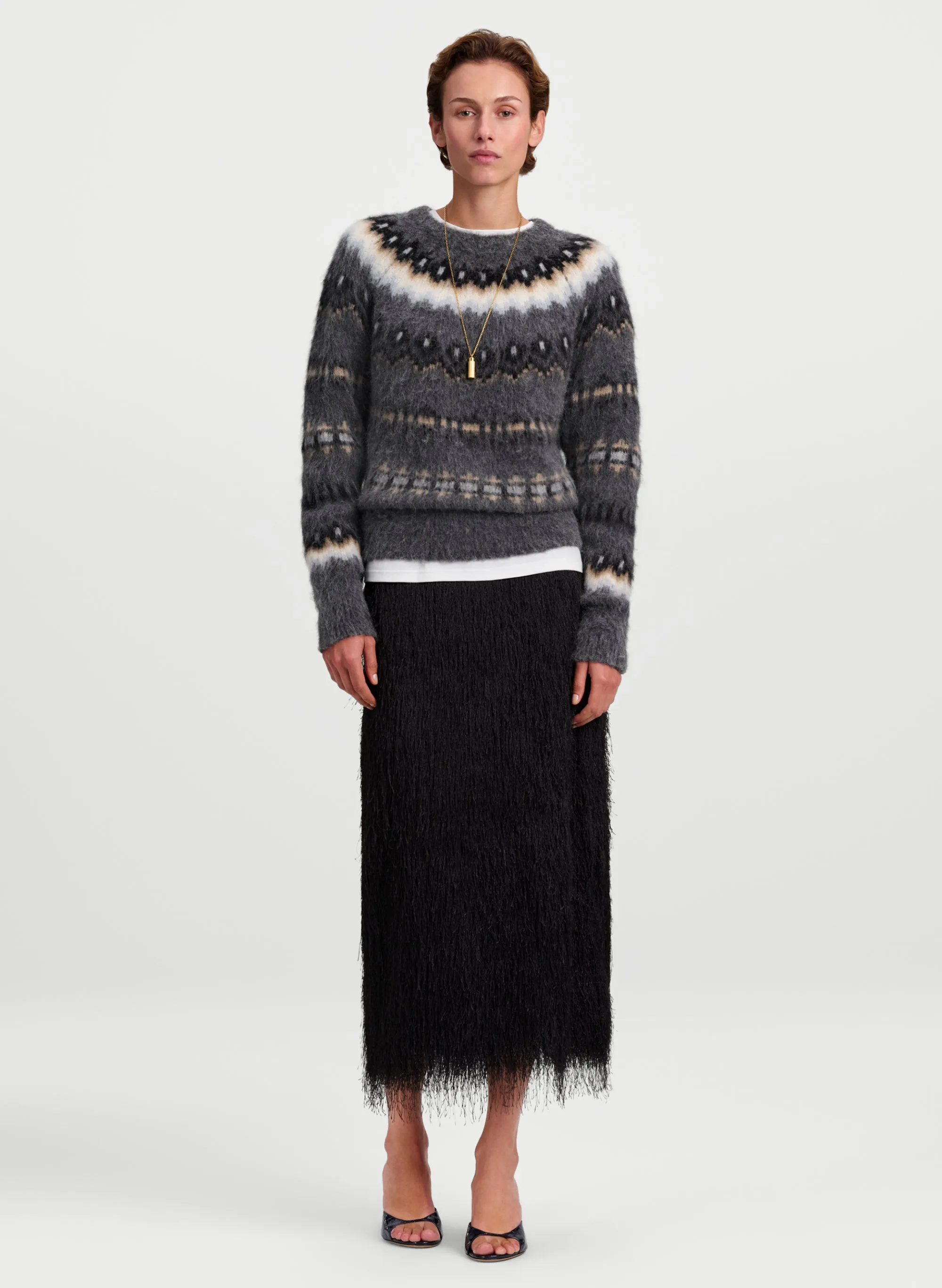 Phoebe Fringe Midi Skirt sold by A.L.C.