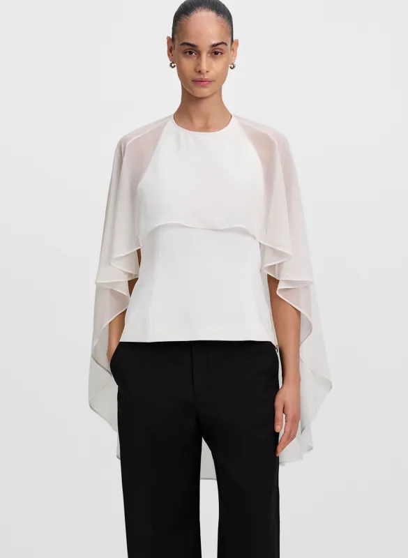 Adela Silk Chiffon Caped Top made by A.L.C.