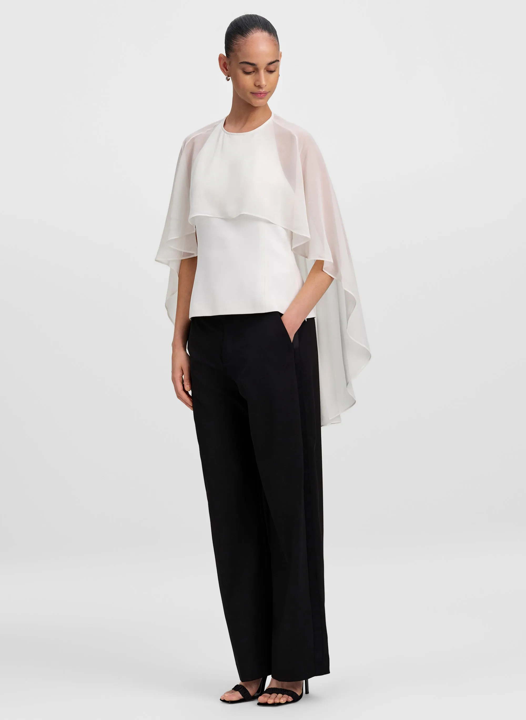 Adela Silk Chiffon Caped Top sold by A.L.C. product image thumbnail 3