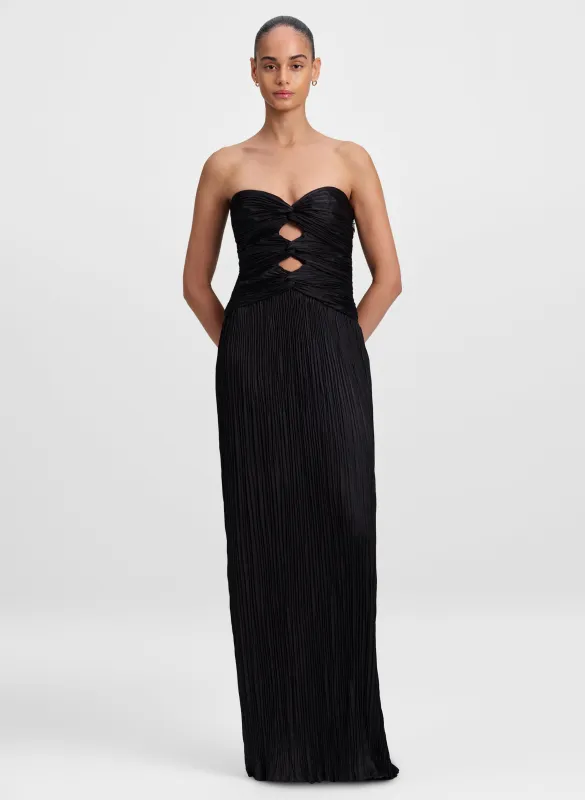 Brynn Strapless Pleated Satin Maxi Dress made by A.L.C.