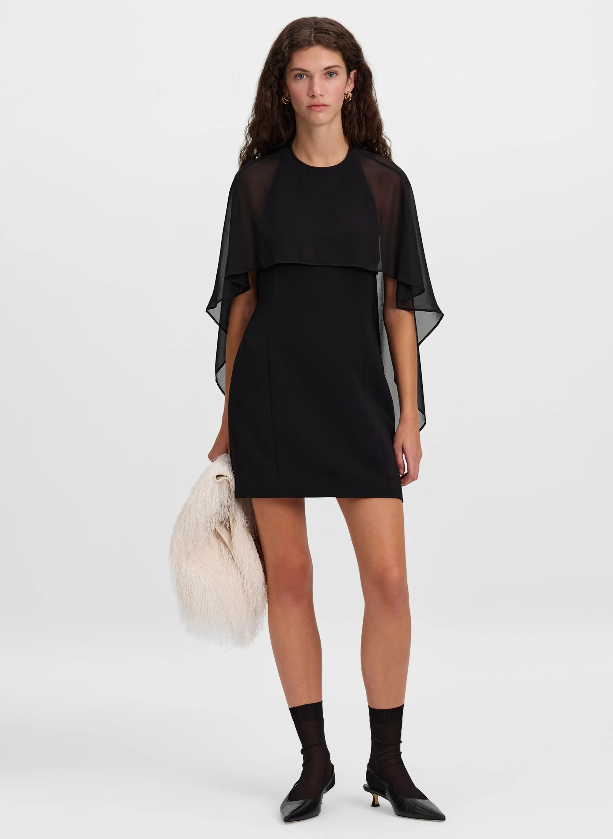 Adela Silk Chiffon Caped Mini Dress sold by A.L.C.