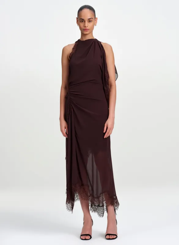 Renata Silk Chiffon and Lace Midi Dress made by A.L.C.