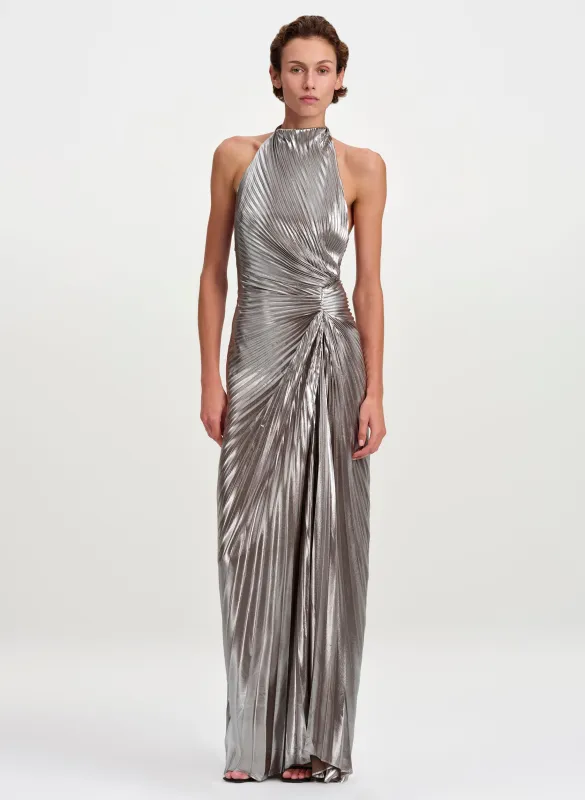Romy Pleated Satin Maxi Dress made by A.L.C.
