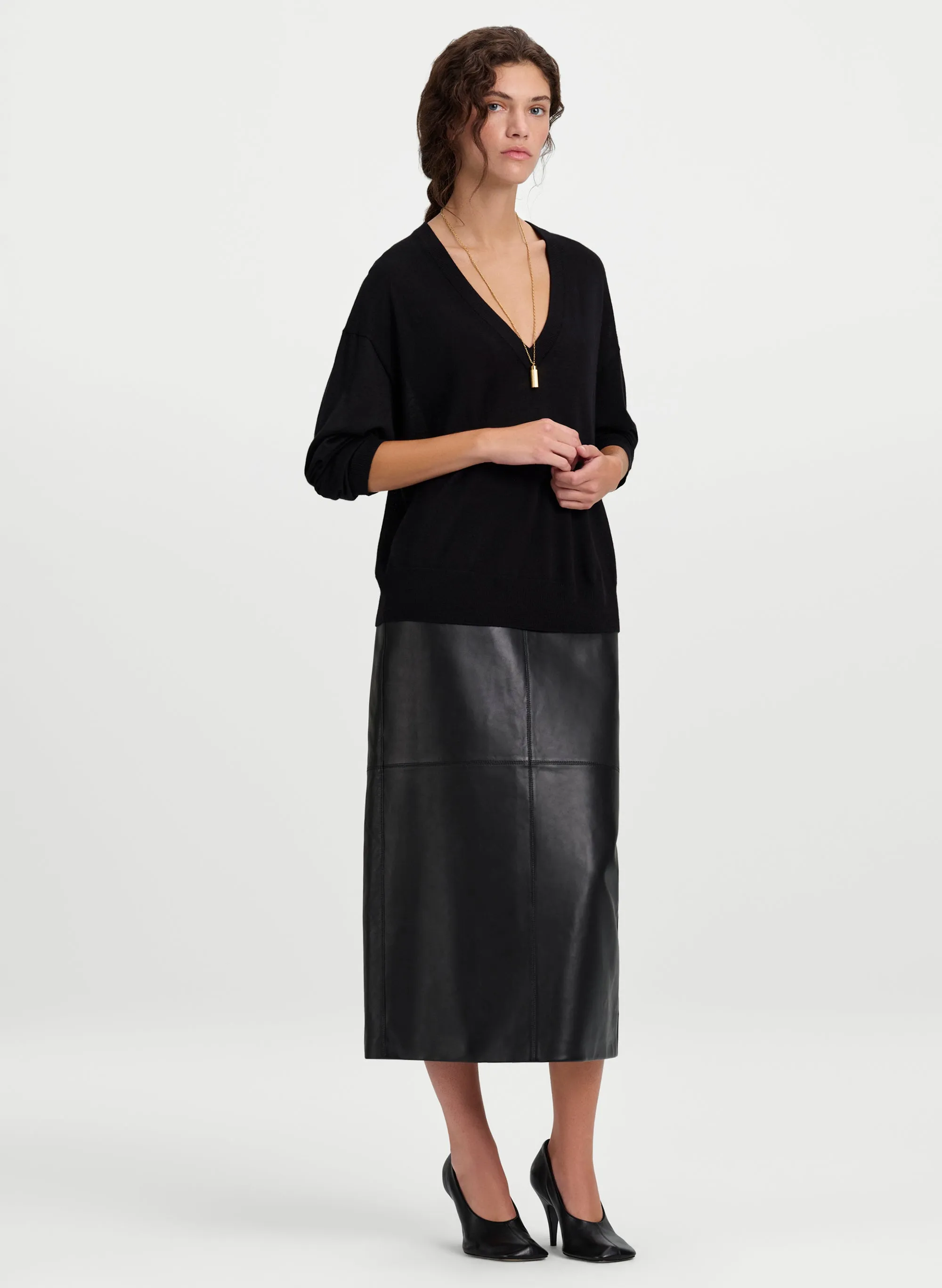 Nicole Fine Merino V Neck Sweater sold by A.L.C. product image thumbnail 3