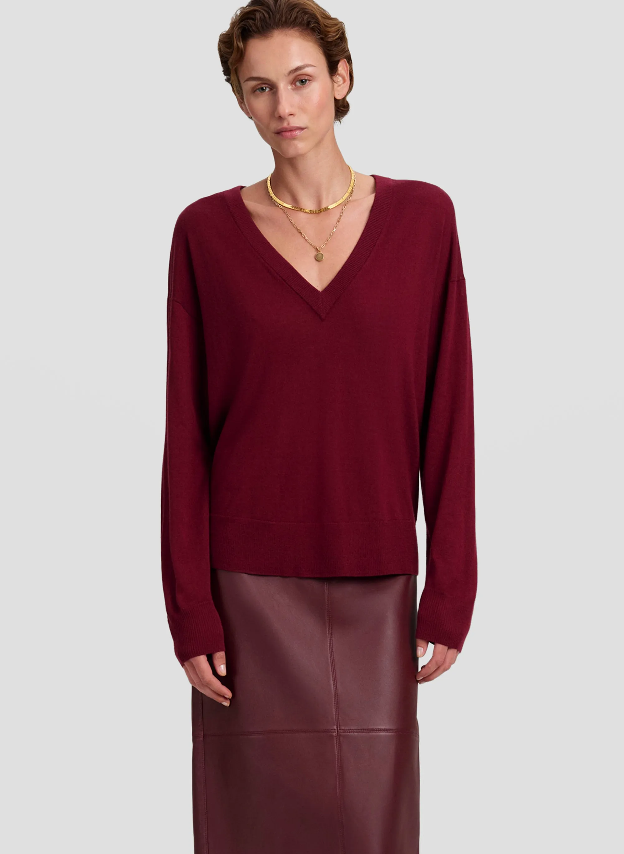 Nicole Fine Merino V-Neck Sweater sold by A.L.C.