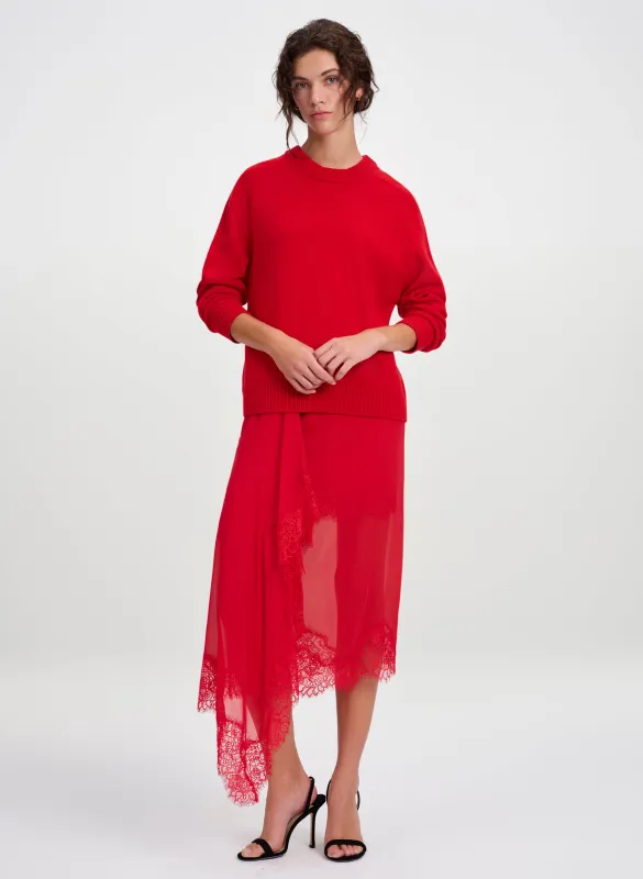 Anais Silk Chiffon and Lace Midi Skirt made by A.L.C.