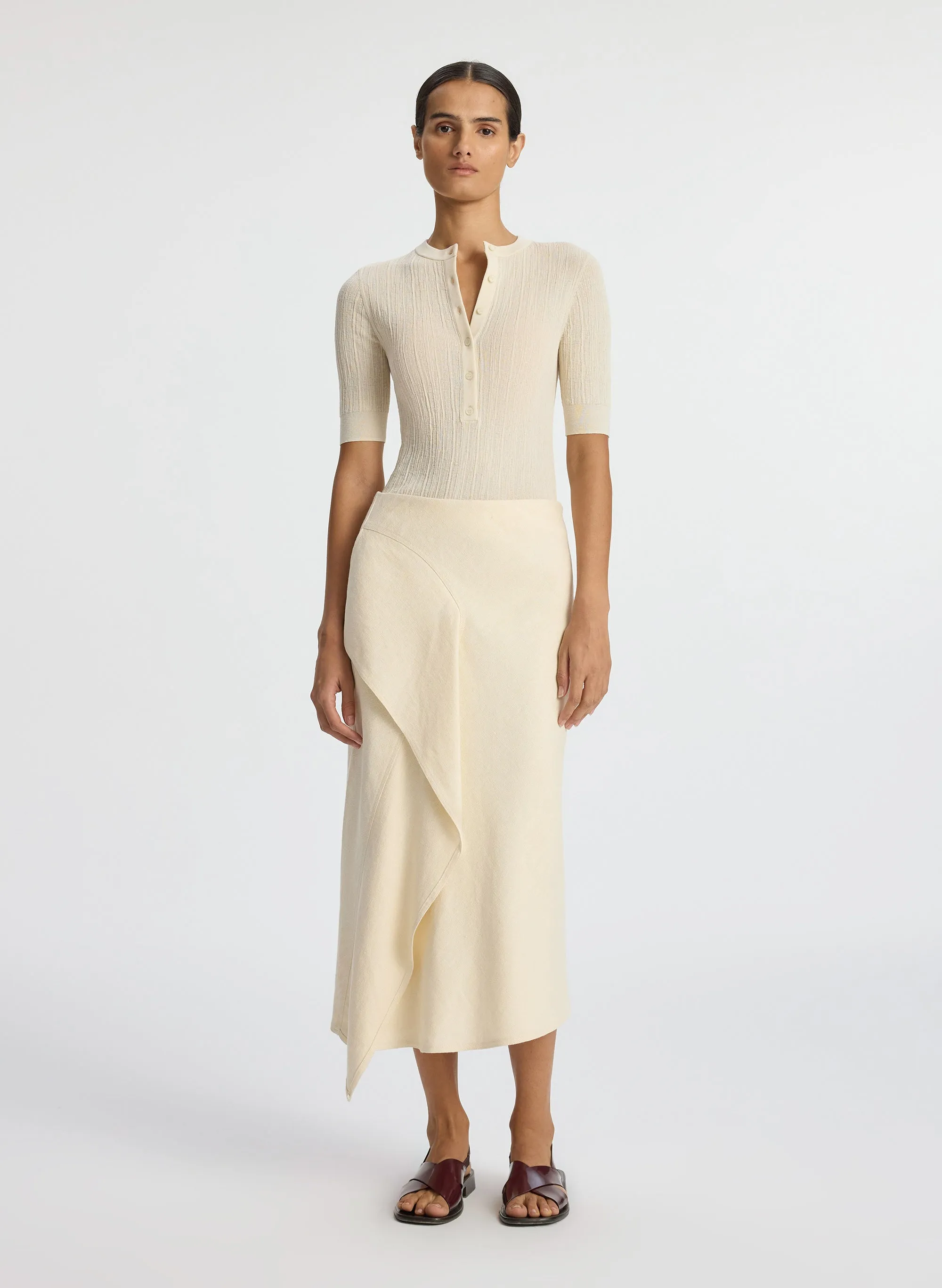 Lia Linen Midi Skirt sold by A.L.C.