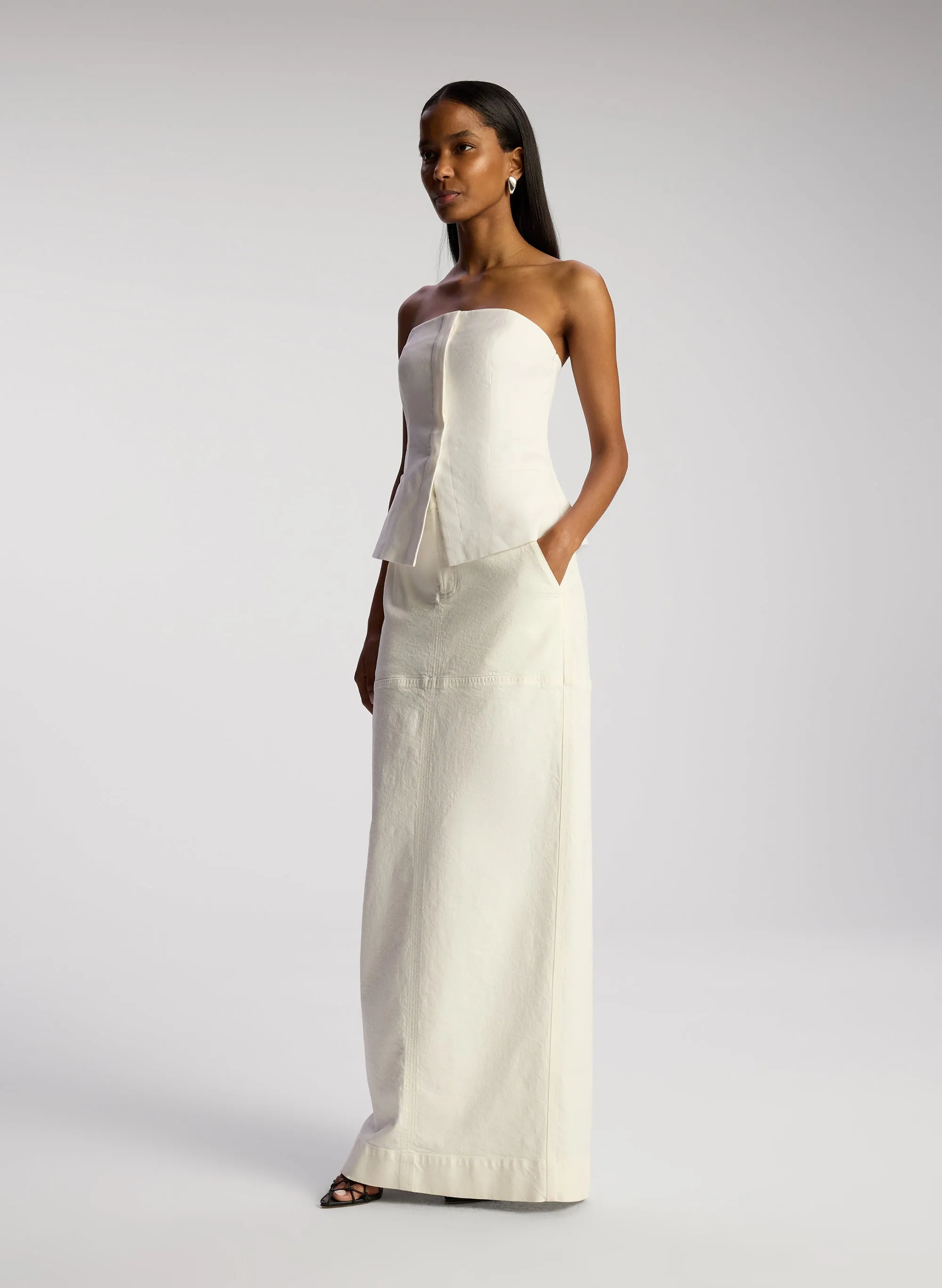 Renee Strapless Stretch Linen Top sold by A.L.C. product image thumbnail 4