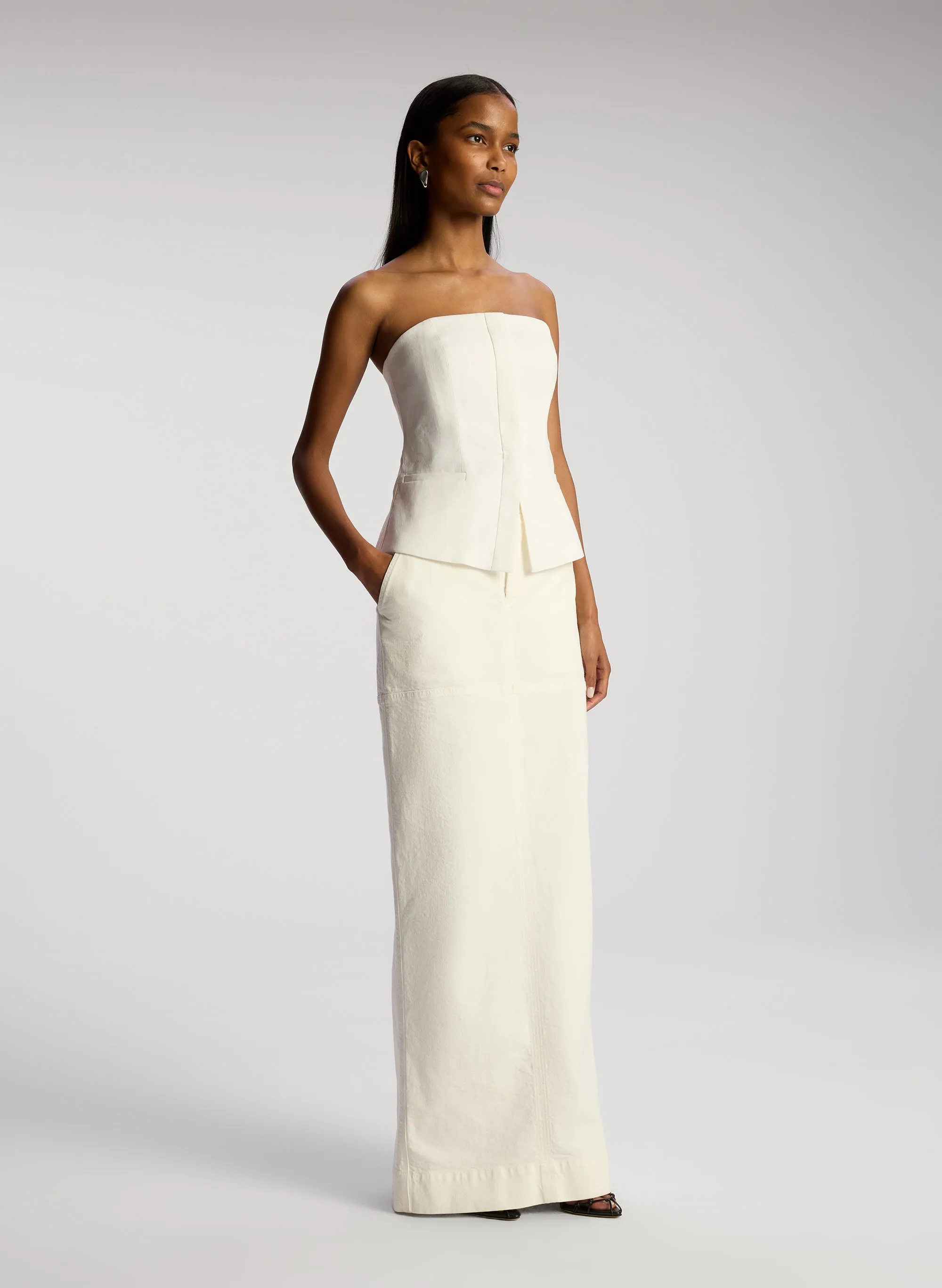 Renee Strapless Stretch Linen Top sold by A.L.C. product image thumbnail 3