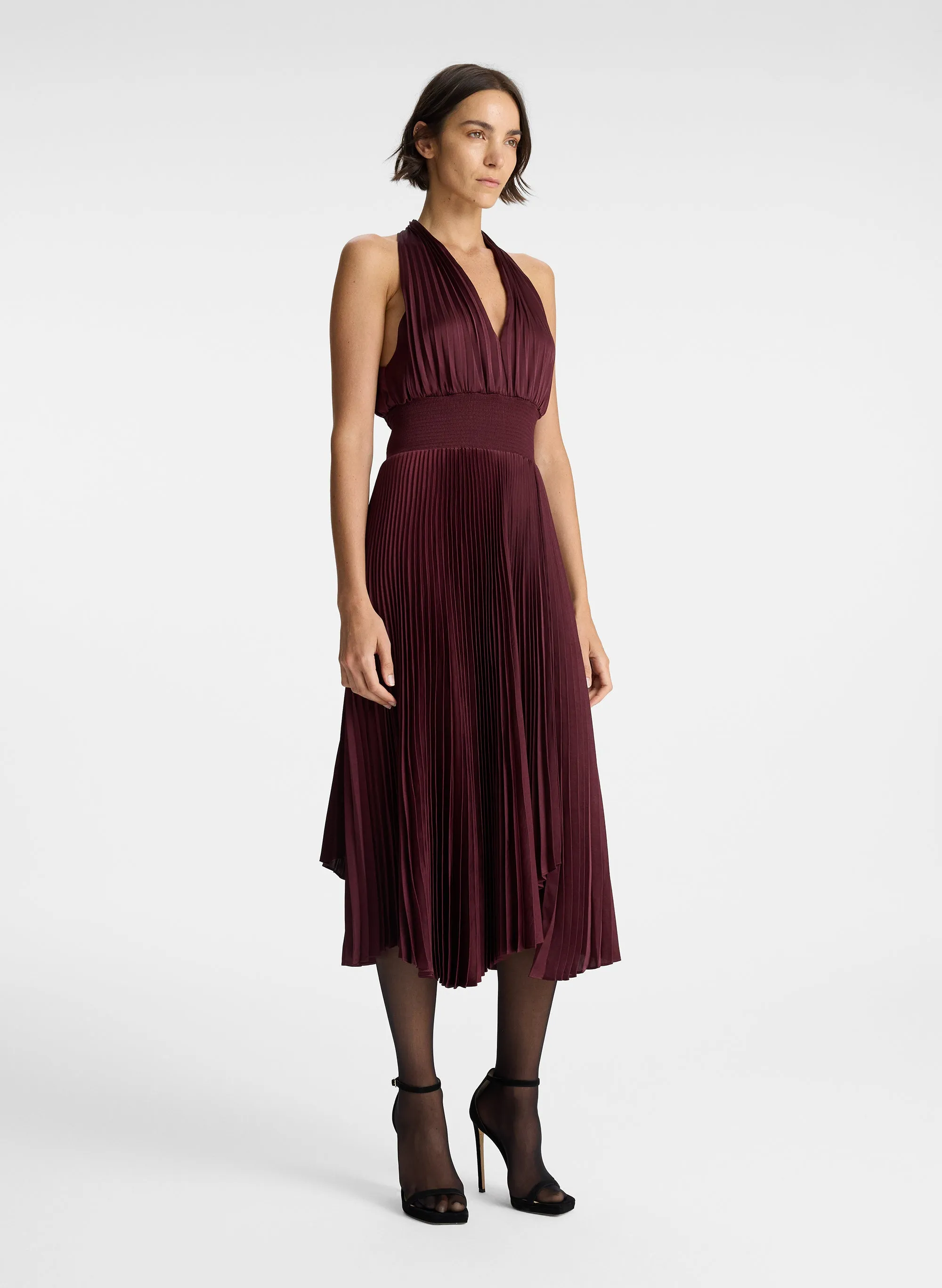 Rose Satin Pleated Dress sold by A.L.C. product image thumbnail 4