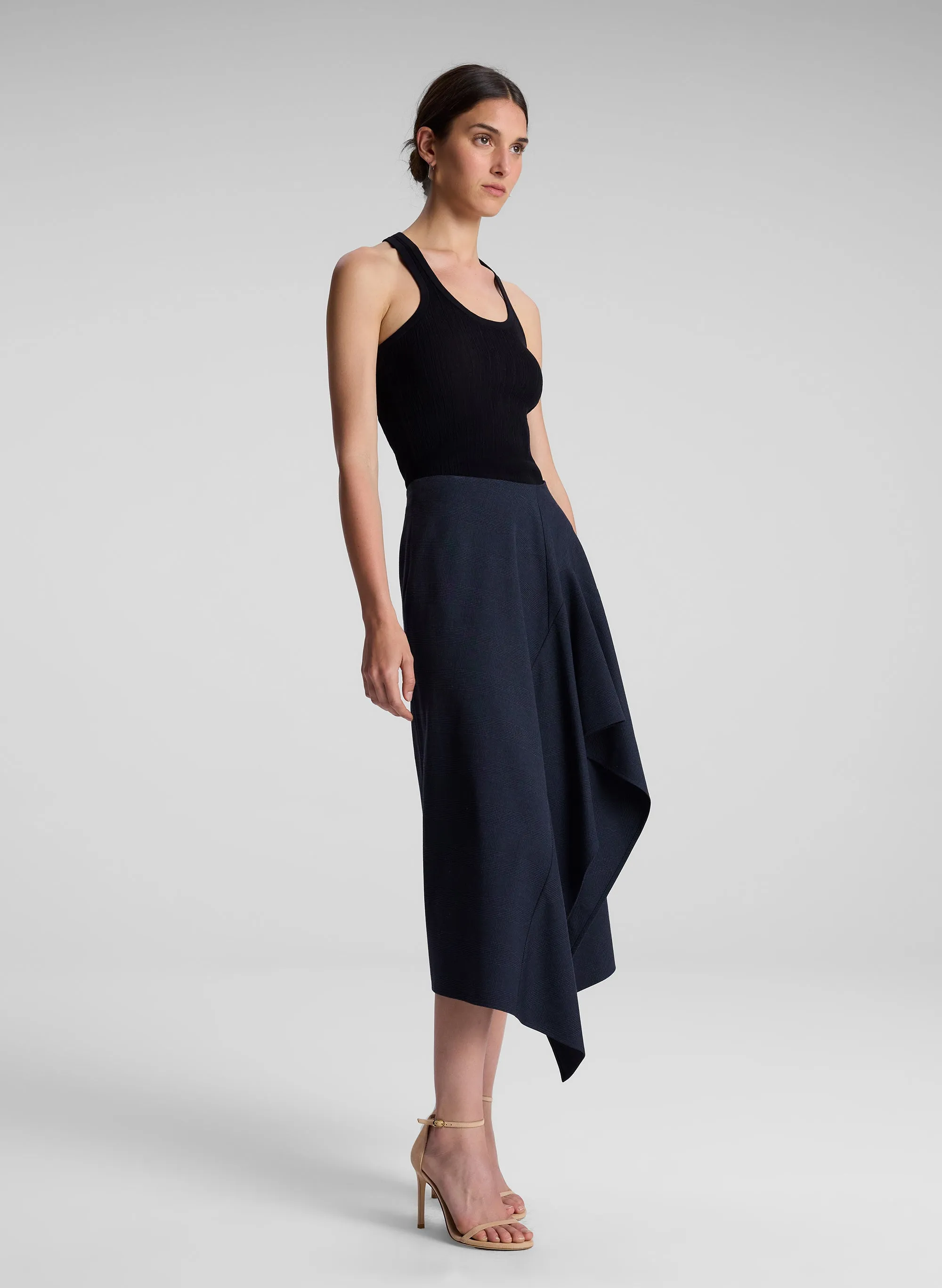 Navy Plaid Midi Skirt sold by A.L.C. product image thumbnail 4